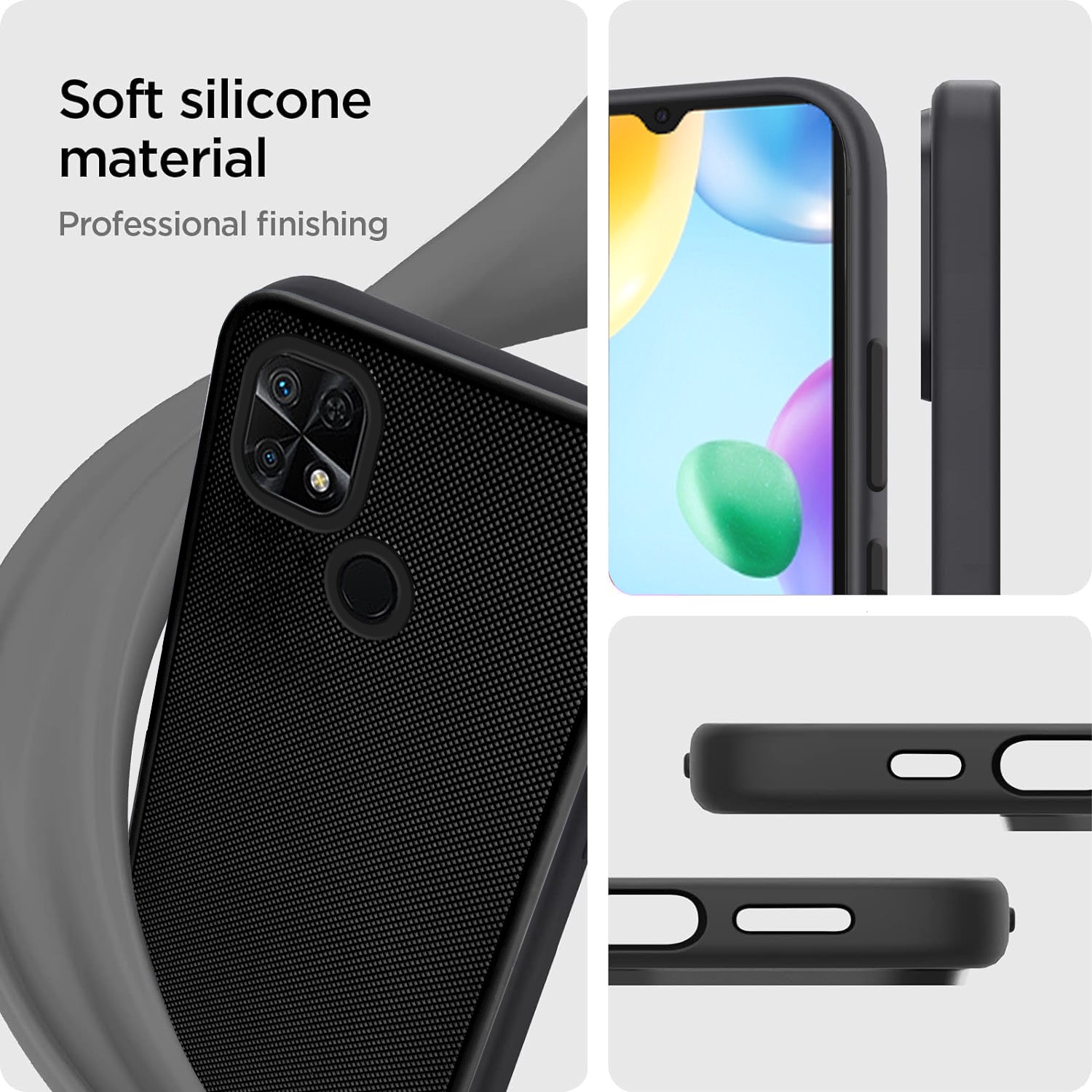 For Xiaomi Redmi 10C Back Cover Case Rubberised (Textured Grip Design | Camera Protection | Slim and Light Weight | Soft Touch and Feel)
