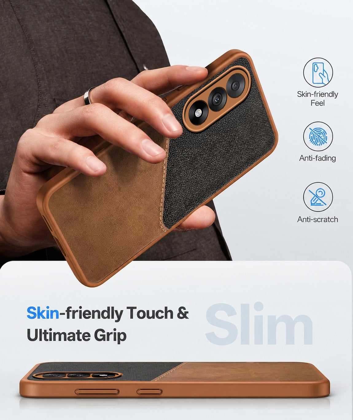 For Oneplus Nord 5 Back Cover Case (Dual PU Leather Stitch | Professional Minimalist | Soft and Flexible)