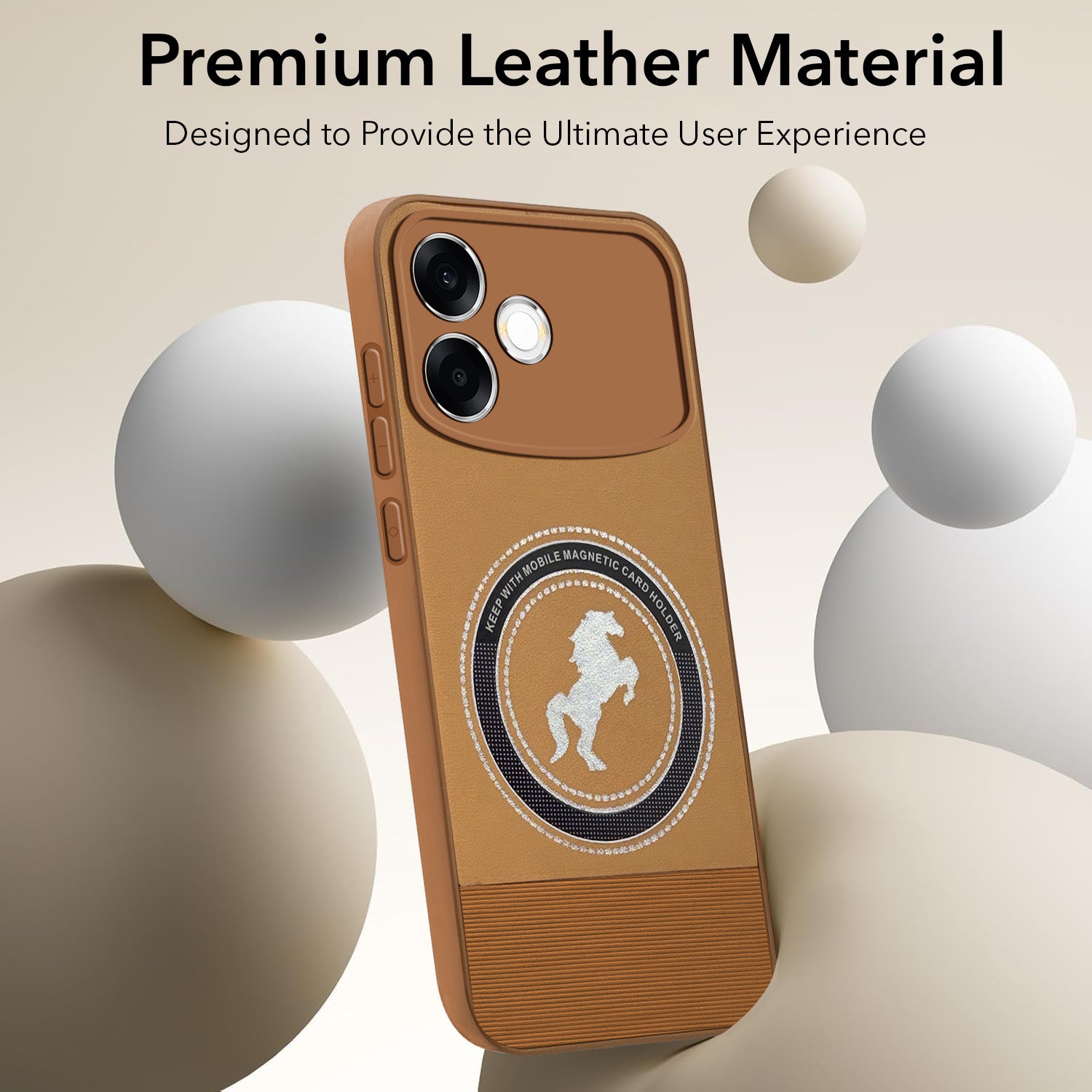 For Oppo F33 Pro 5G Back Cover Case PU Leather Finish (Professional Minimalist Texture | MagSafe Compatile | Camera Protection | Sleek Sober Formal)