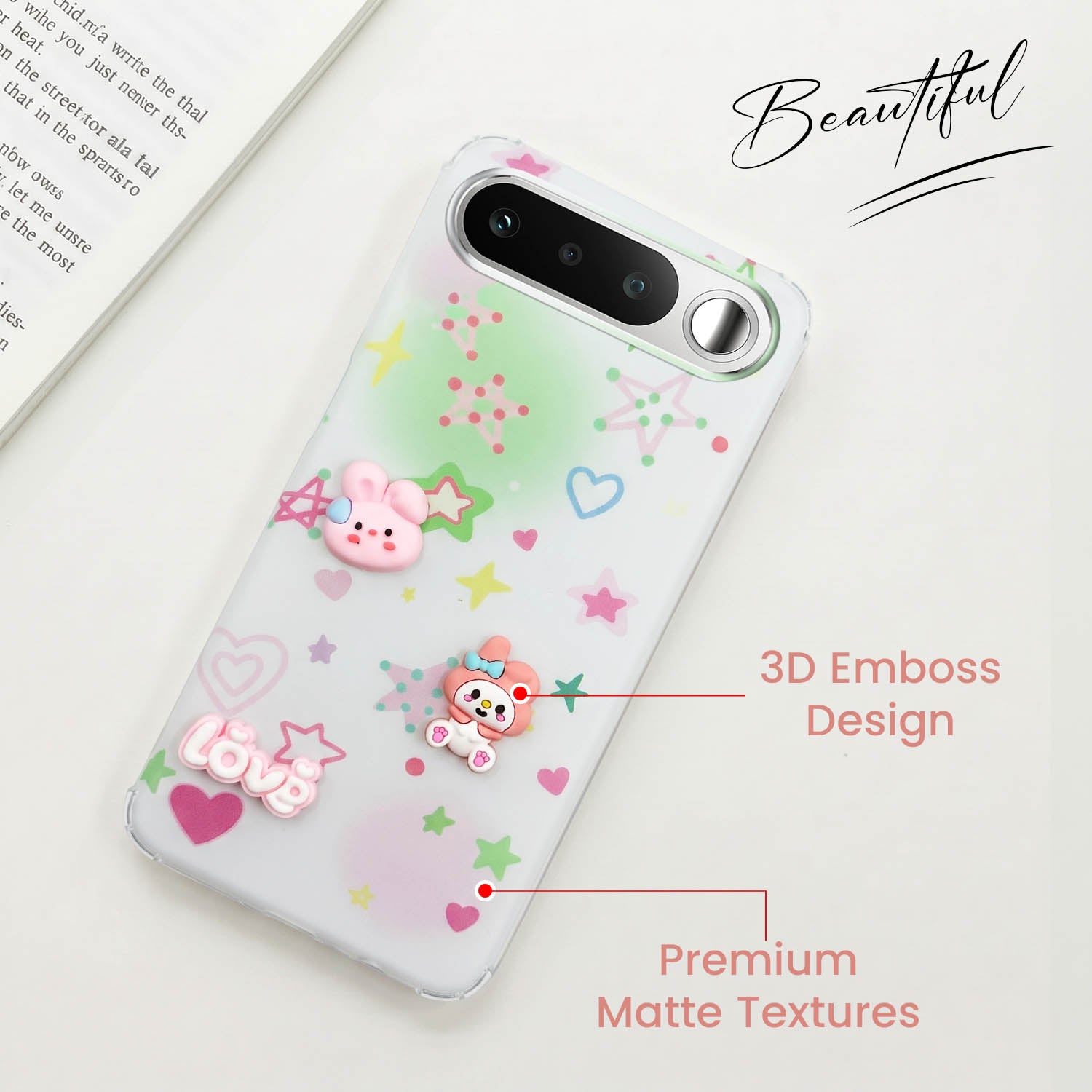 For Realme 16 Back Cover Case (3D Cute Cartoons | Hard Back Side Soft | Matte Premium Finish | HD Printing)