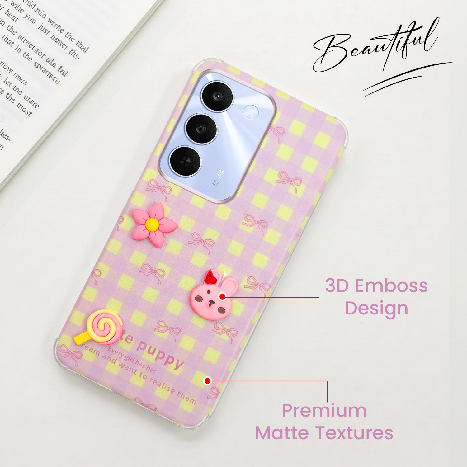 For Realme C83 5G Back Cover Case (3D Cute Cartoons | Hard Back Side Soft | Matte Premium Finish | HD Printing)