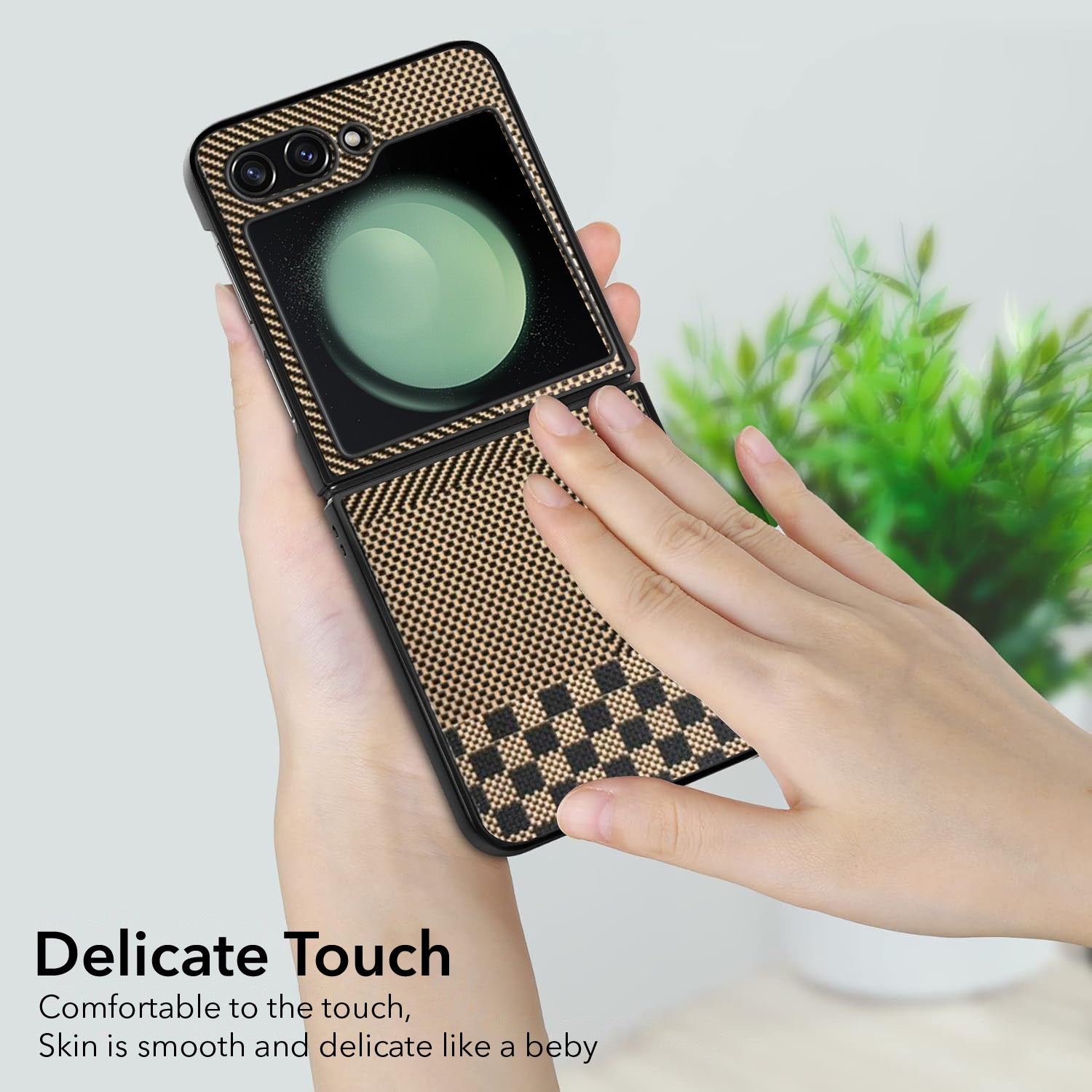 For Samsung Galaxy Z Flip 5 Back Flip Case Cover (Craft Printed Design | Hybrid Texture | Inside Microfiber Cloth)