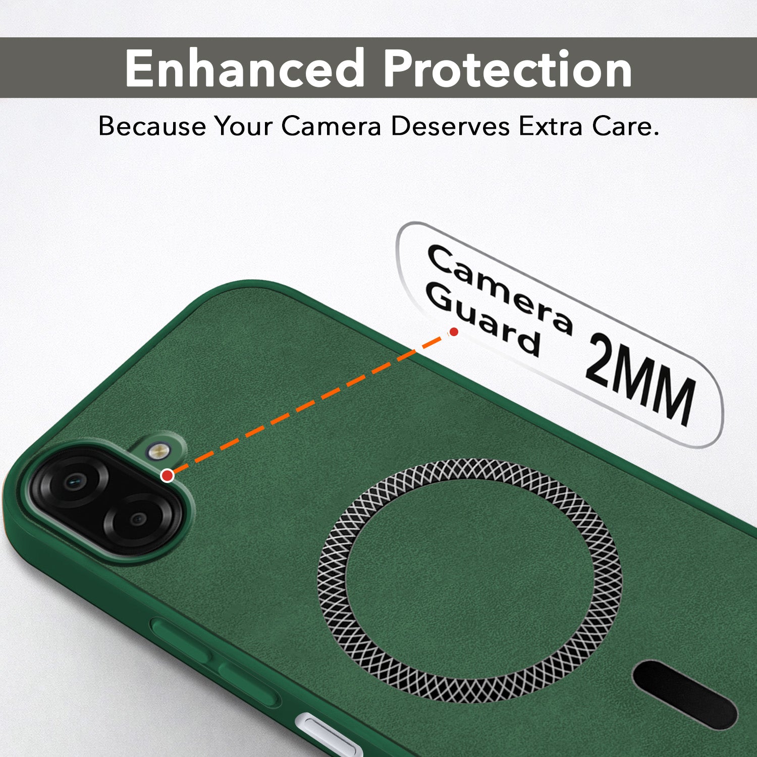For Samsung Galaxy M07 | Samsung Galaxy F07 Back Cover Case Leather Finish (MagSafe Compatible Wireless Charging | Soft Touch | Camera Bump Protection)