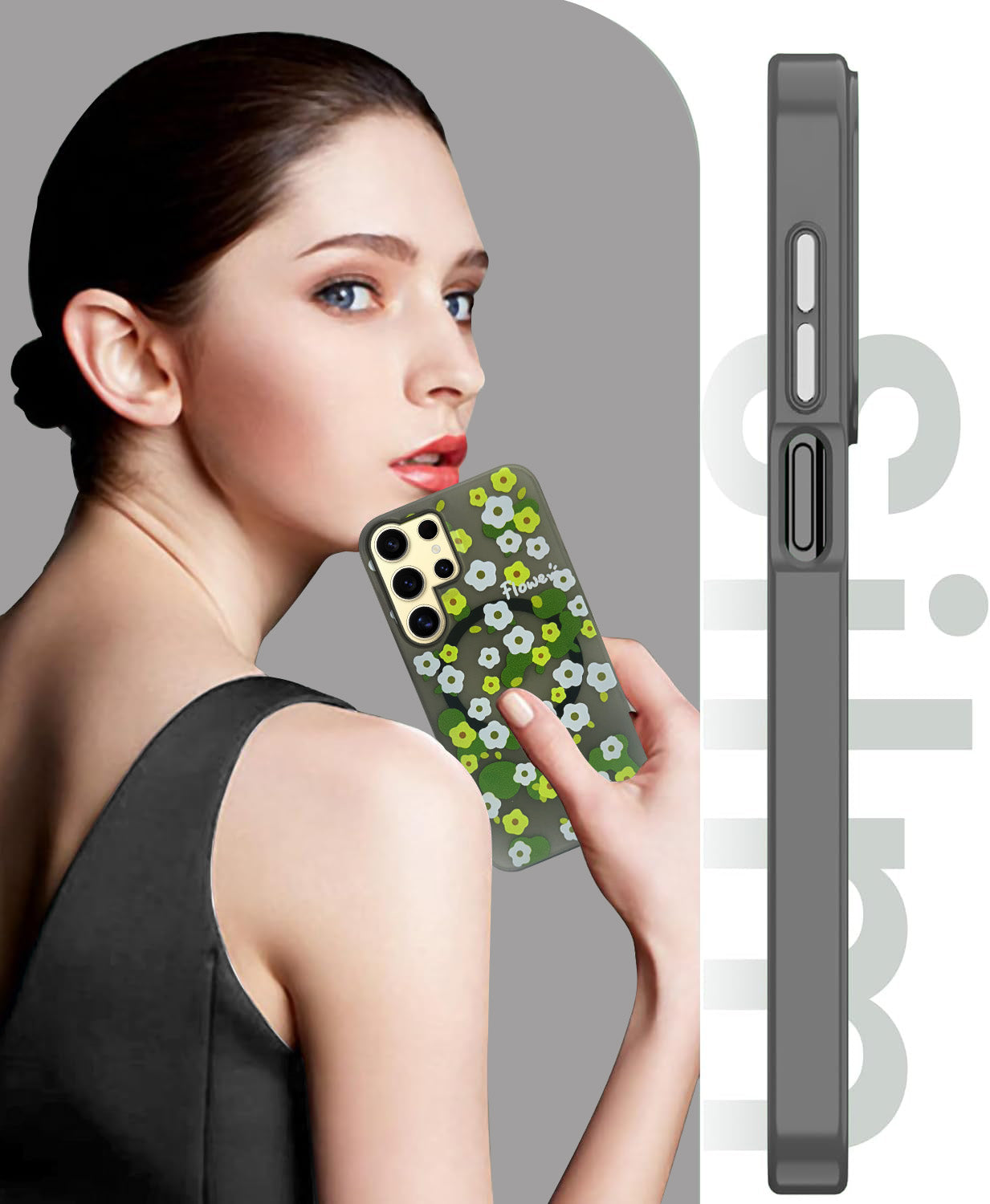 For Samsung Galaxy S24 Ultra Back Cover Case (Cute Floral Design | Flower Print for Girls | MagSafe Compatible Wireless Charging)