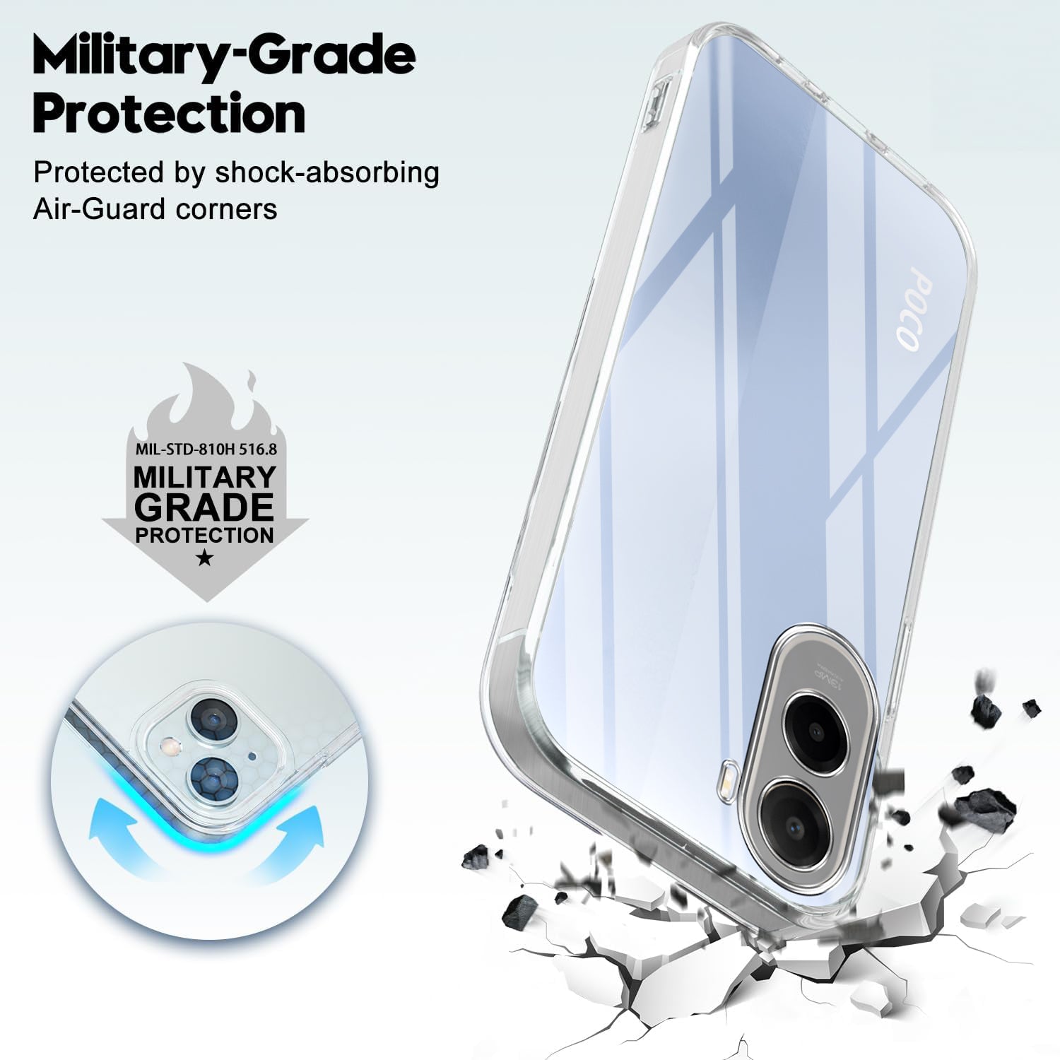 For Poco C81 5G Back Cover Case Silicone (Clear Shockproof Case with Camera Protection | Soft and Flexible | Transparent)