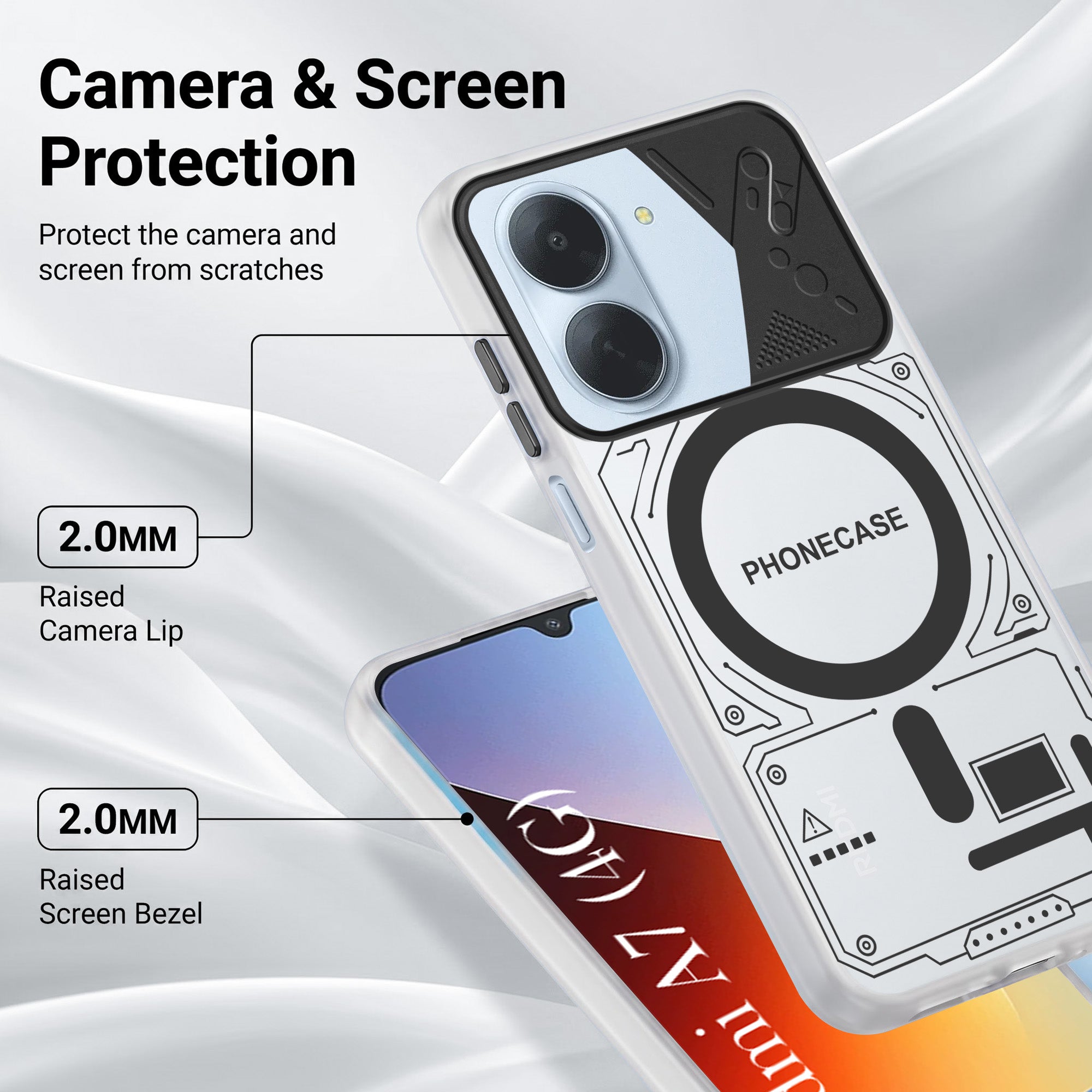 For Redmi A7 4G Metallic Back Cover Case (Metallic Camera Protection & Buttons | Translucent Milky Shade | Hard Polycarbonate)