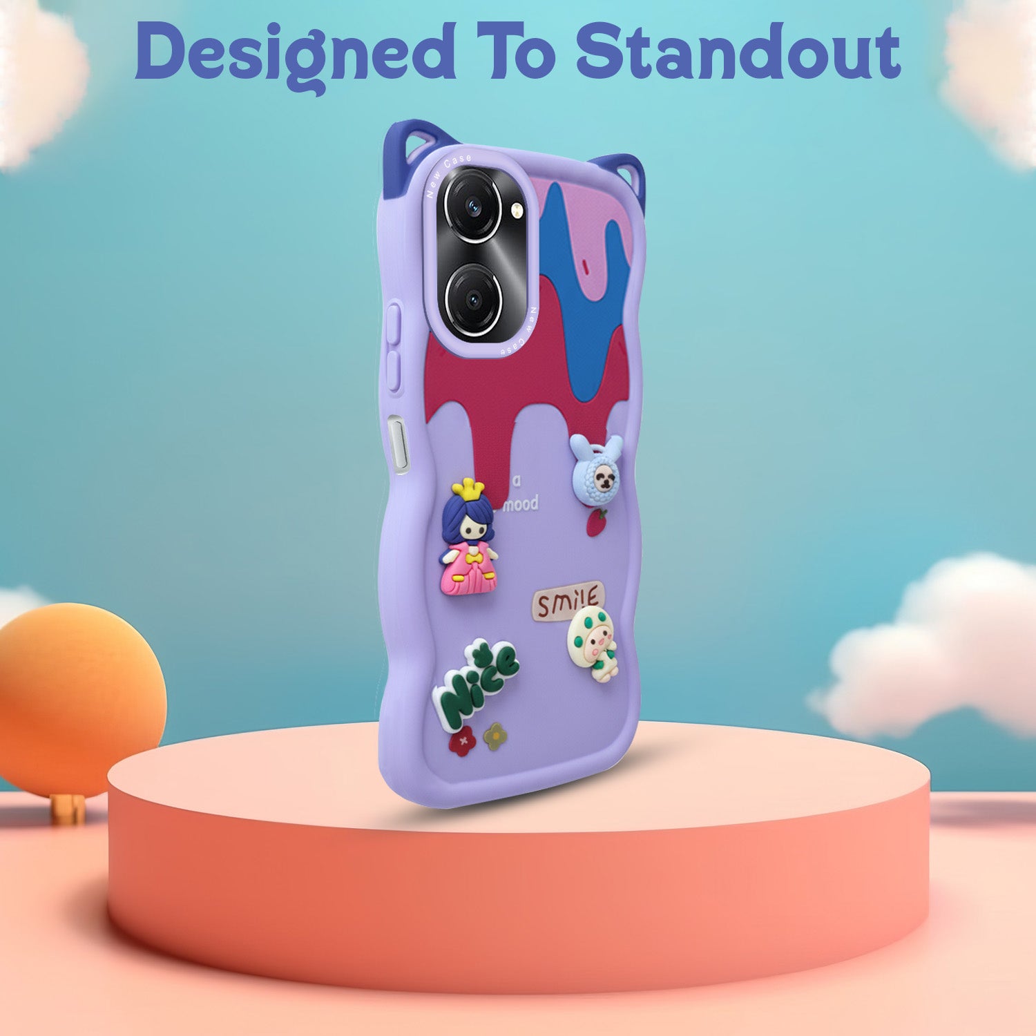 For Vivo T3 Lite 5G | Vivo Y28s 5G Back Case Cover Strap (3D embossed Figures | Strap Holder | 360* Soft Cushion with Camera Bump)