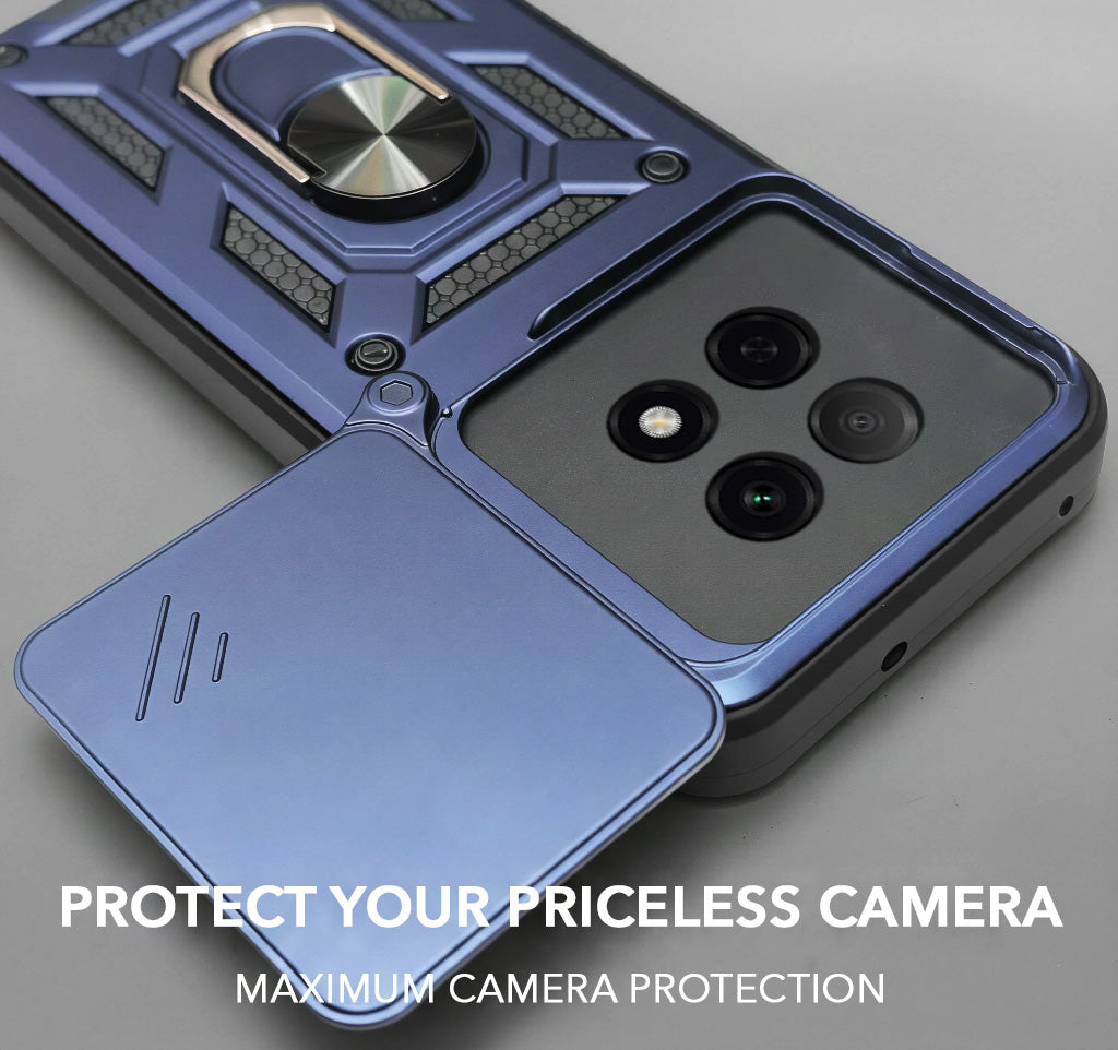 For Oppo F29 Pro Back Cover Case Hybrid Armor (Sliding Shutter Camera Protection | Polycarbonate |Ring Holder Kickstand)