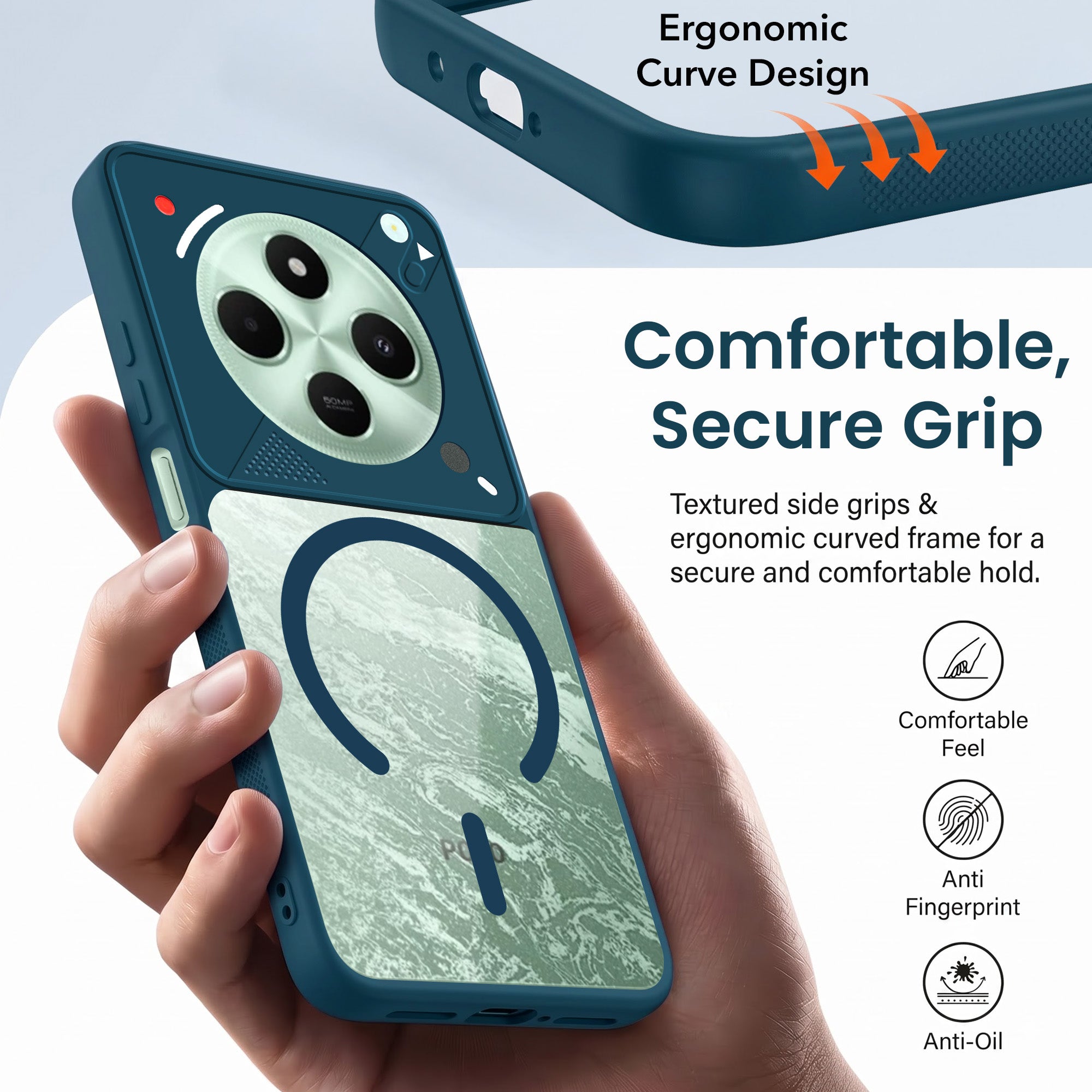 For Poco C75 | Poco M7 Back Cover Case Lifetime Anti-Yellow Clear (Camera Protection | Side Grip | Wireless MagSafe Compatible)