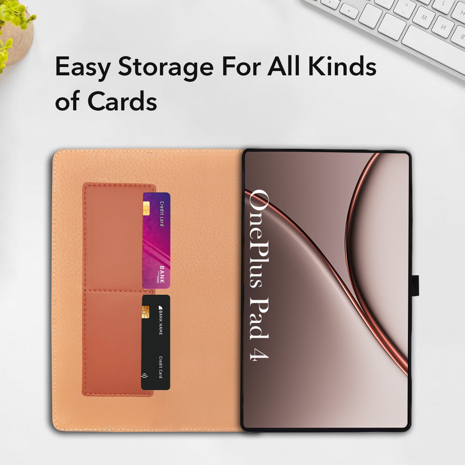 For OnePlus Pad 4 13.2 Inch OPD 2514 Flip Cover Folio Cover (PU Leather | Multi-Angle Smart Stand | Card Storage Slots | Silicone Back Pouch)