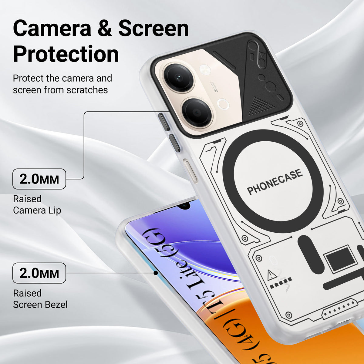 For Vivo Y05 4G | Vivo T5 Lite 5G Metallic Back Cover Case (Metallic Camera Protection & Buttons | Translucent Milky Shade | Hard Polycarbonate)