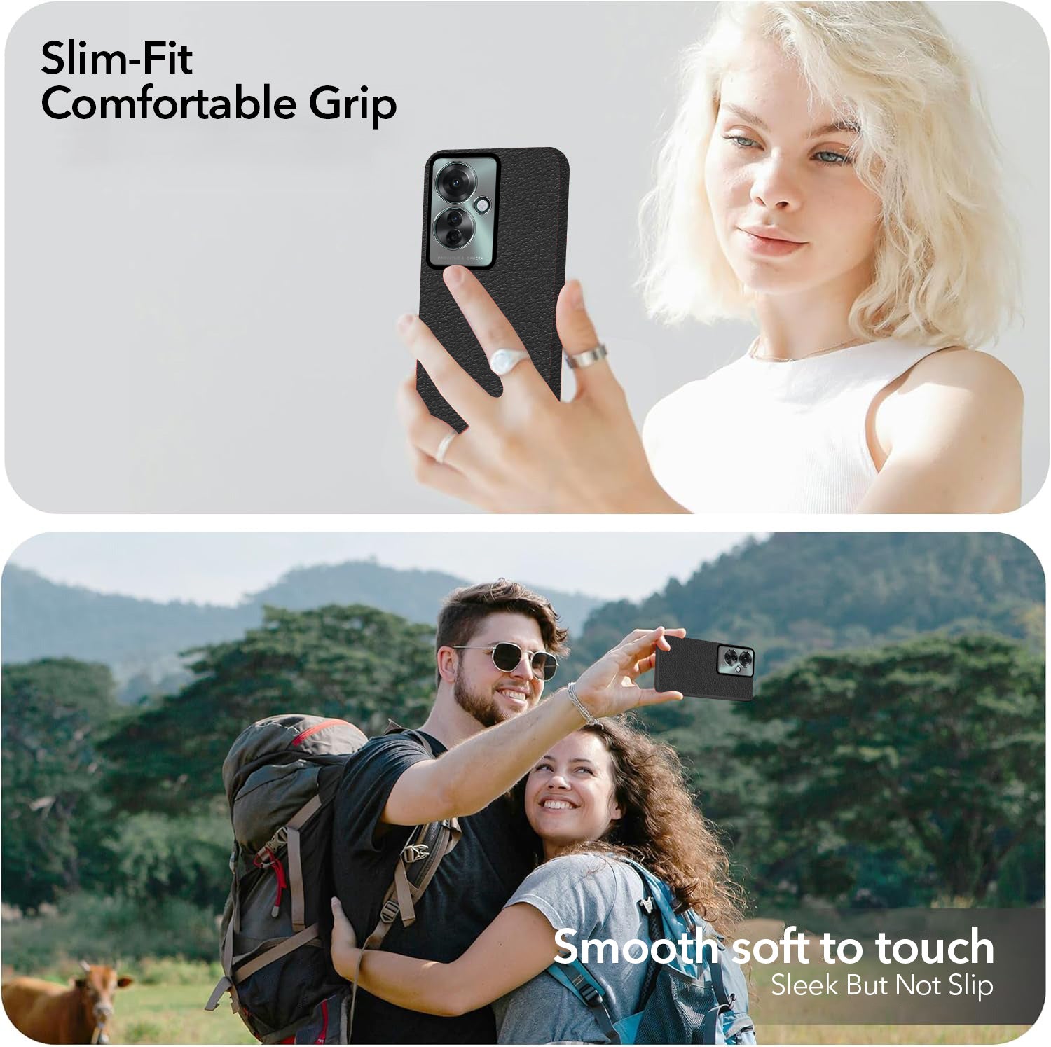 For Oppo Reno11 F 5G | Oppo Reno 11F 5G Back Cover Case (Glass Like Camera Protection | Leather Feel | Minimalist Professional Grip)