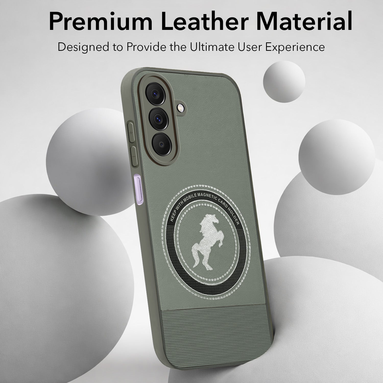 For Samsung Galaxy A57 5G Back Cover Case PU Leather Finish (Professional Minimalist Texture | MagSafe Compatile | Camera Protection | Sleek Sober Formal)