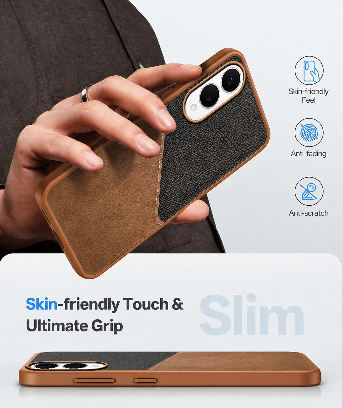 For Samsung Galaxy S25 Edge (Dual PU Leather Stitch | Professional Minimalist | Soft and Flexible)