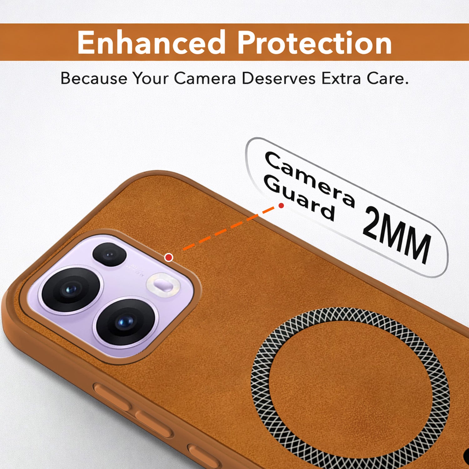 For Oppo Reno13 Pro | Oppo Reno 13 Pro Back Cover Case Leather Finish (MagSafe Compatible Wireless Charging | Soft Touch | Camera Bump Protection)
