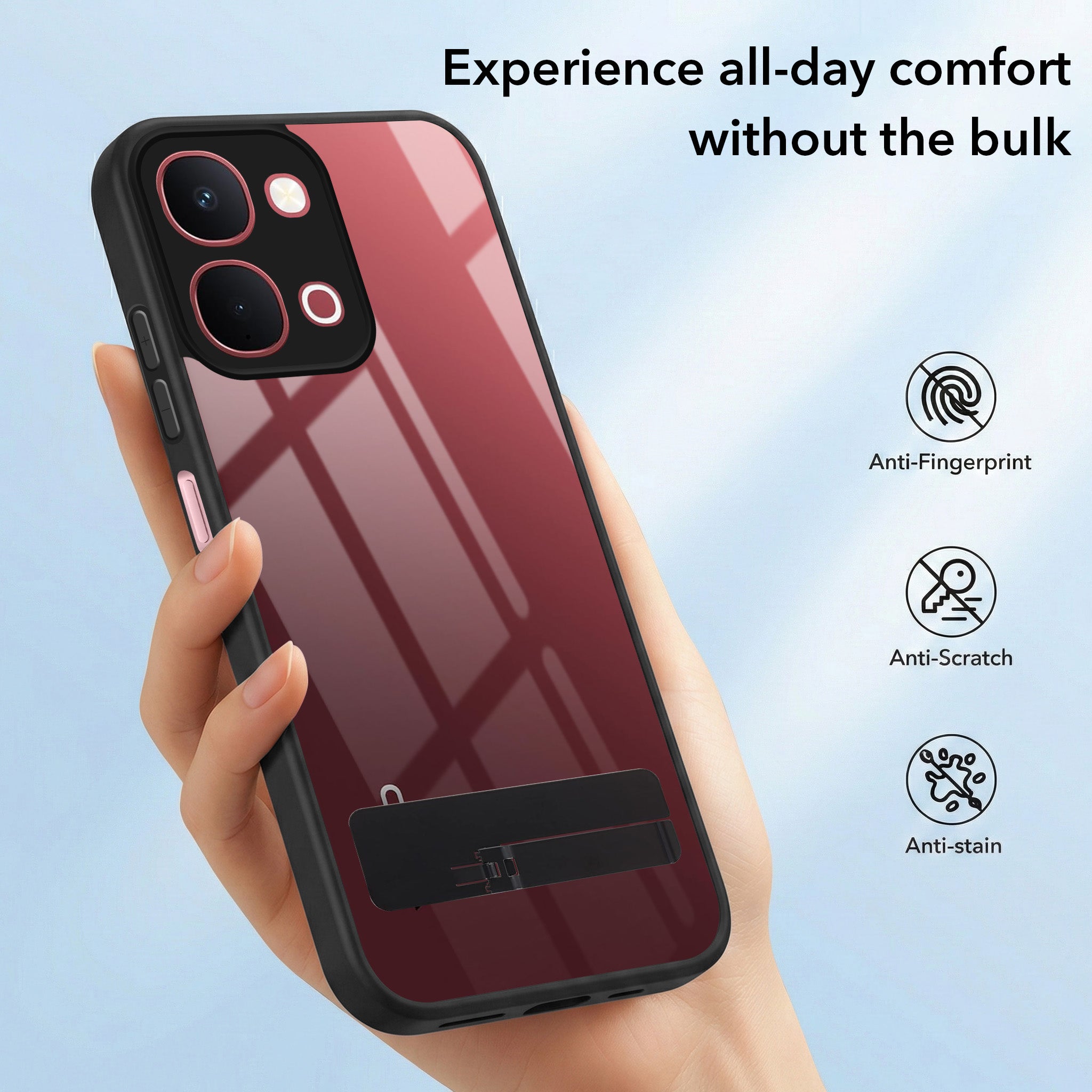 For Vivo Y51 Pro 5G | Vivo T5x Back Cover Case (Built-in Stand | Lifetime Anti Yellow | Kickstand Shockproof | Camera Protection | MagSafe Compatible)