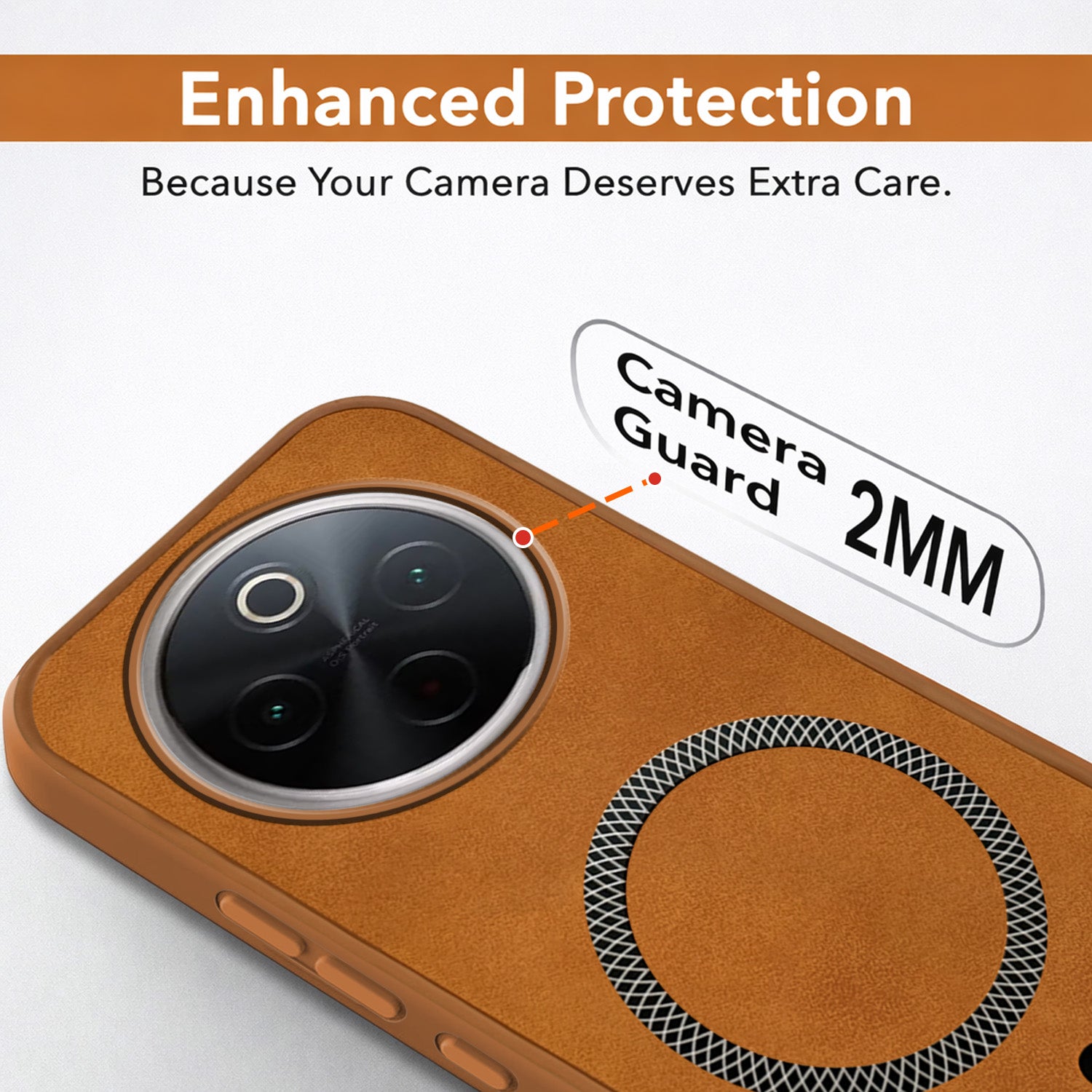 For Vivo T4 Back Cover Case Leather Finish (MagSafe Compatible Wireless Charging | Soft Touch | Camera Bump Protection)