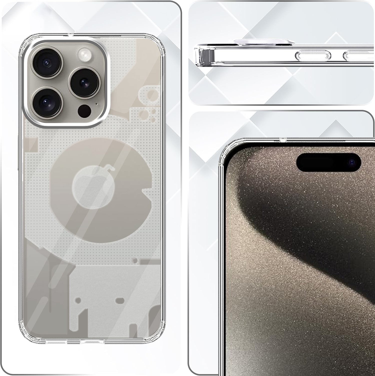 For iPhone 15 Pro Max Back Cover (Silicone Matte Shockproof Case with Camera Protection | Soft and Flexible | Transparent)