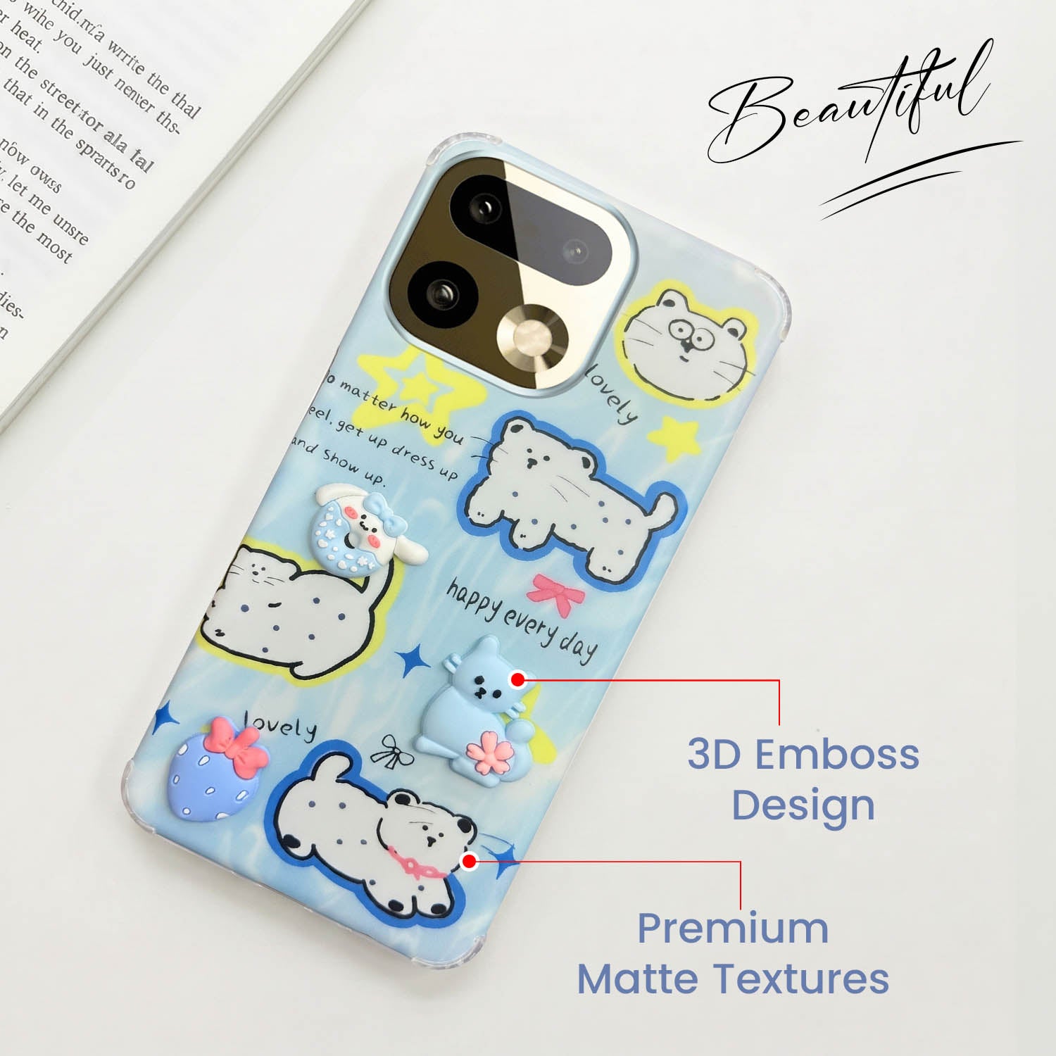 For Realme 16 Pro Plus 5G Back Cover Case (3D Cute Cartoons | Hard Back Side Soft | Matte Premium Finish | HD Printing)