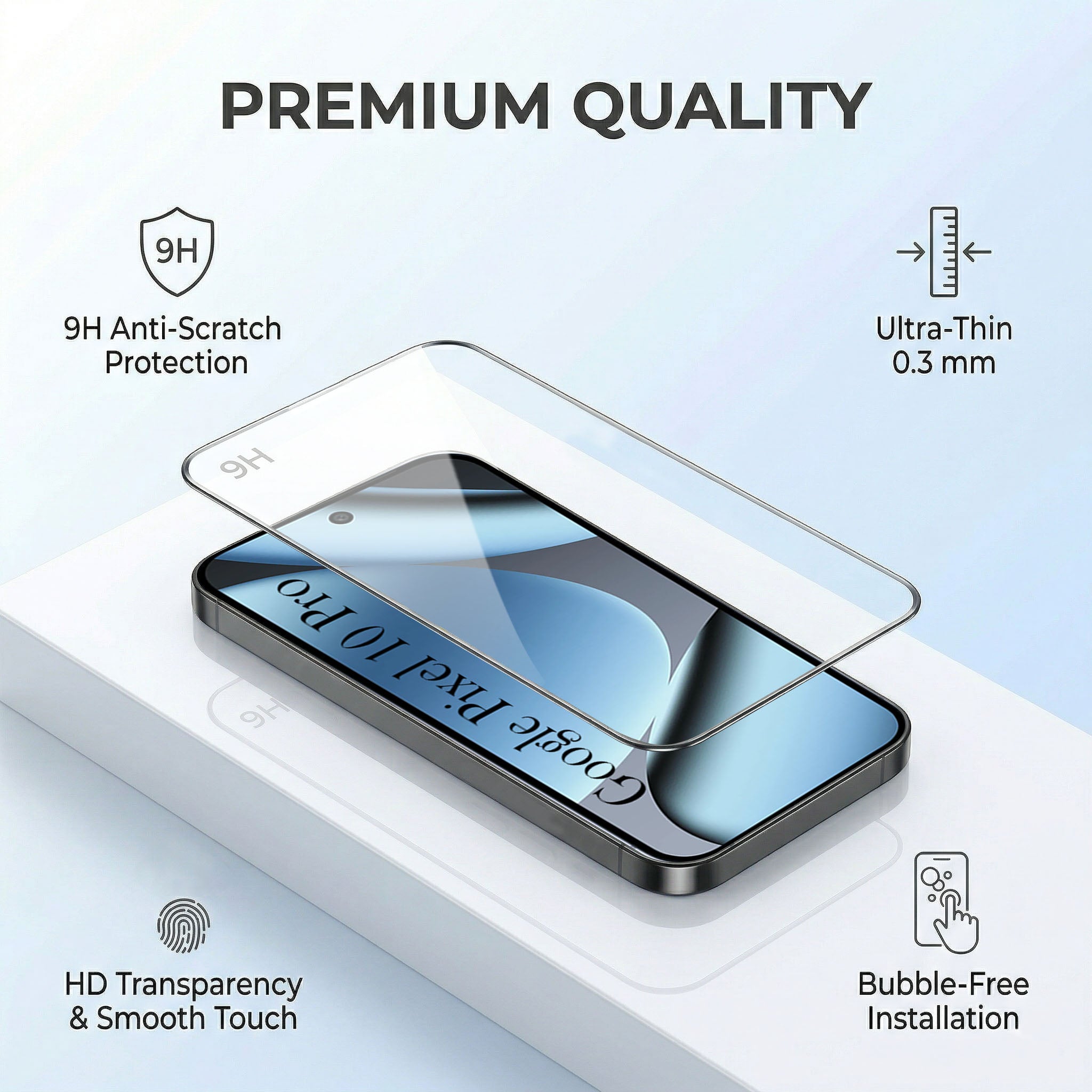 For Google Pixel 10 Pro Combo with Back Cover and 9H Tempered Glass (Lifetime Anti-Yellow | Crystal Clear Shockproof | Oleophobic Coating Screen Glass)