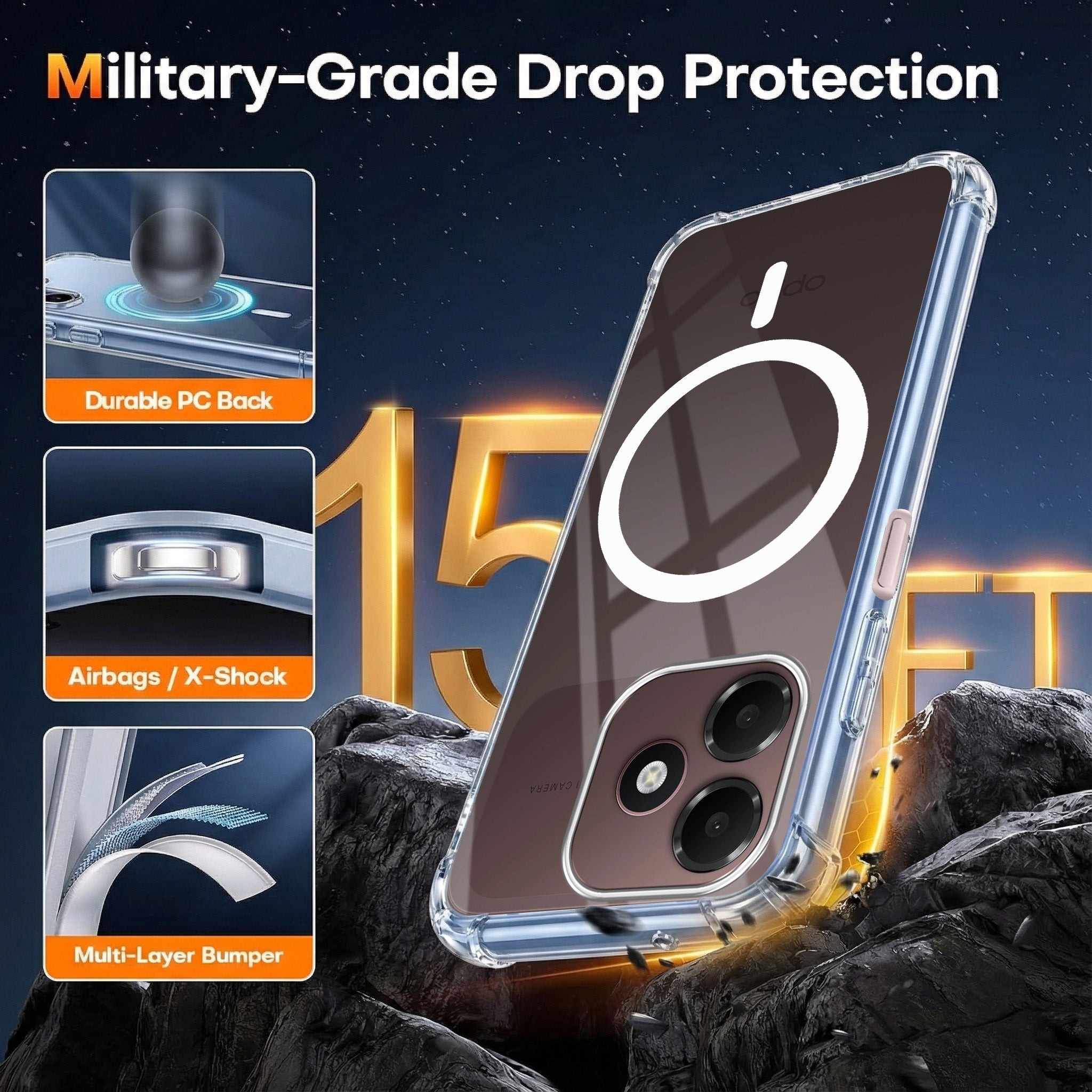 For Oppo A6c 4G Back Cover Shockproof Crystal-Clear (Magsafe Wireless Support | Drop & Camera Protection | Hard Polycarbonate)