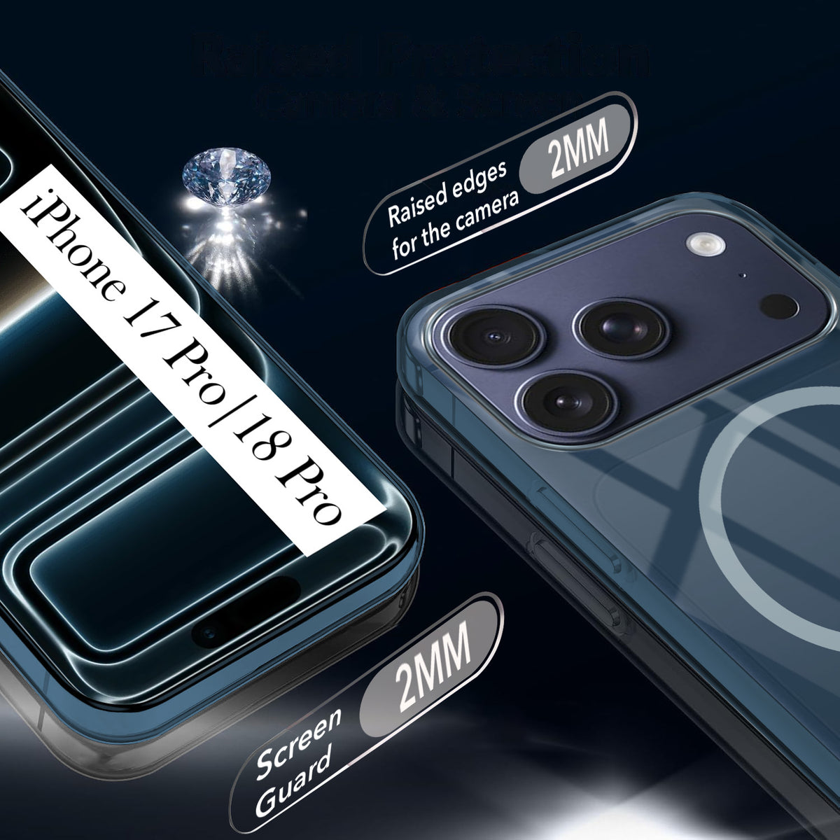 For iPhone 17 Pro | iPhone 18 Pro Back Cover Case Crystal Anti Yellow (MagSafe Wireless Charging Support |Camera Protection Bump)
