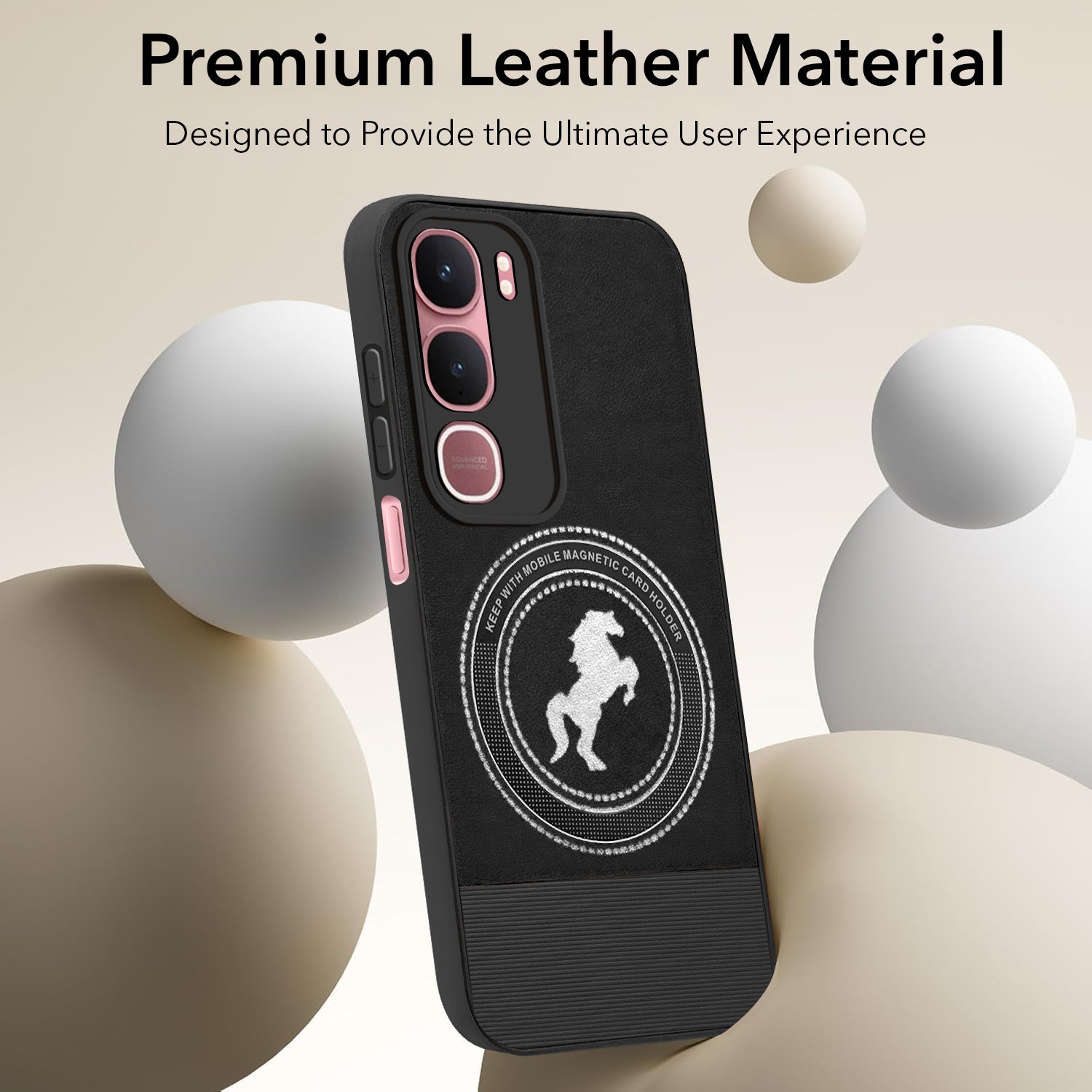 For Vivo Y31 5G Back Cover Case PU Leather Finish (Professional Minimalist Texture | MagSafe Compatile | Camera Protection | Sleek Sober Formal)