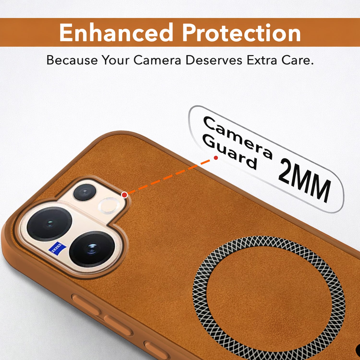 For Vivo V60 | Vivo T4 Pro Back Cover Case Leather Finish (MagSafe Compatible Wireless Charging | Soft Touch | Camera Bump Protection)