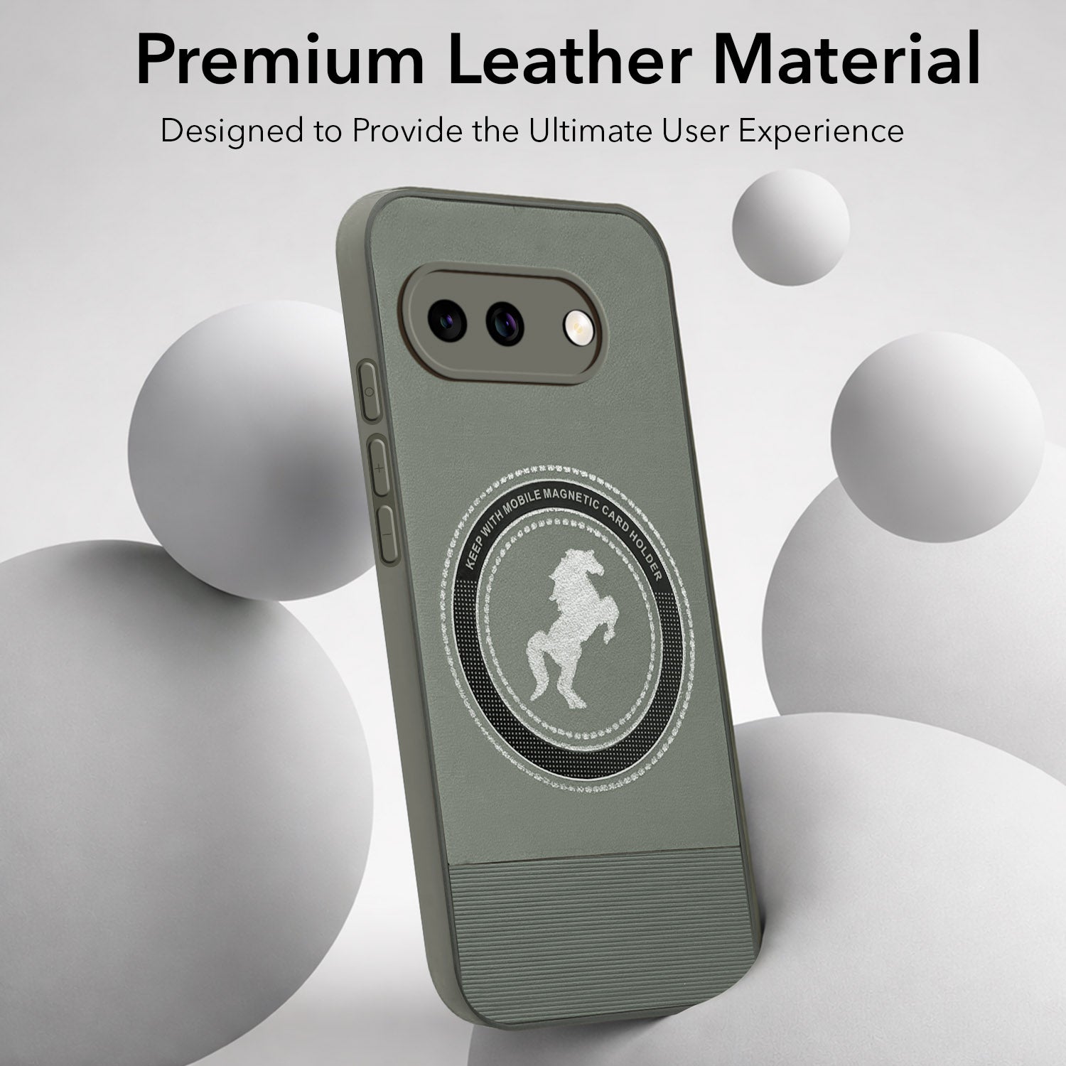 For Google Pixel 9A PU Leather Finish Back Cover Case (Professional Minimalist Texture | MagSafe Compatile | Camera Protection | Sleek Sober Formal)