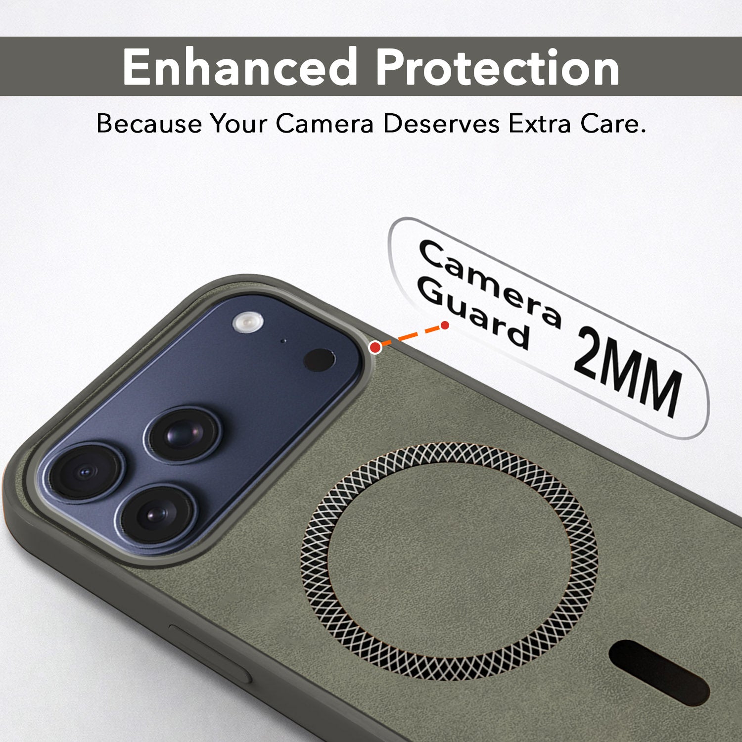 For Apple iPhone 17 Pro Max Back Cover Case Leather Finish (MagSafe Compatible Wireless Charging | Soft Touch | Camera Bump Protection)