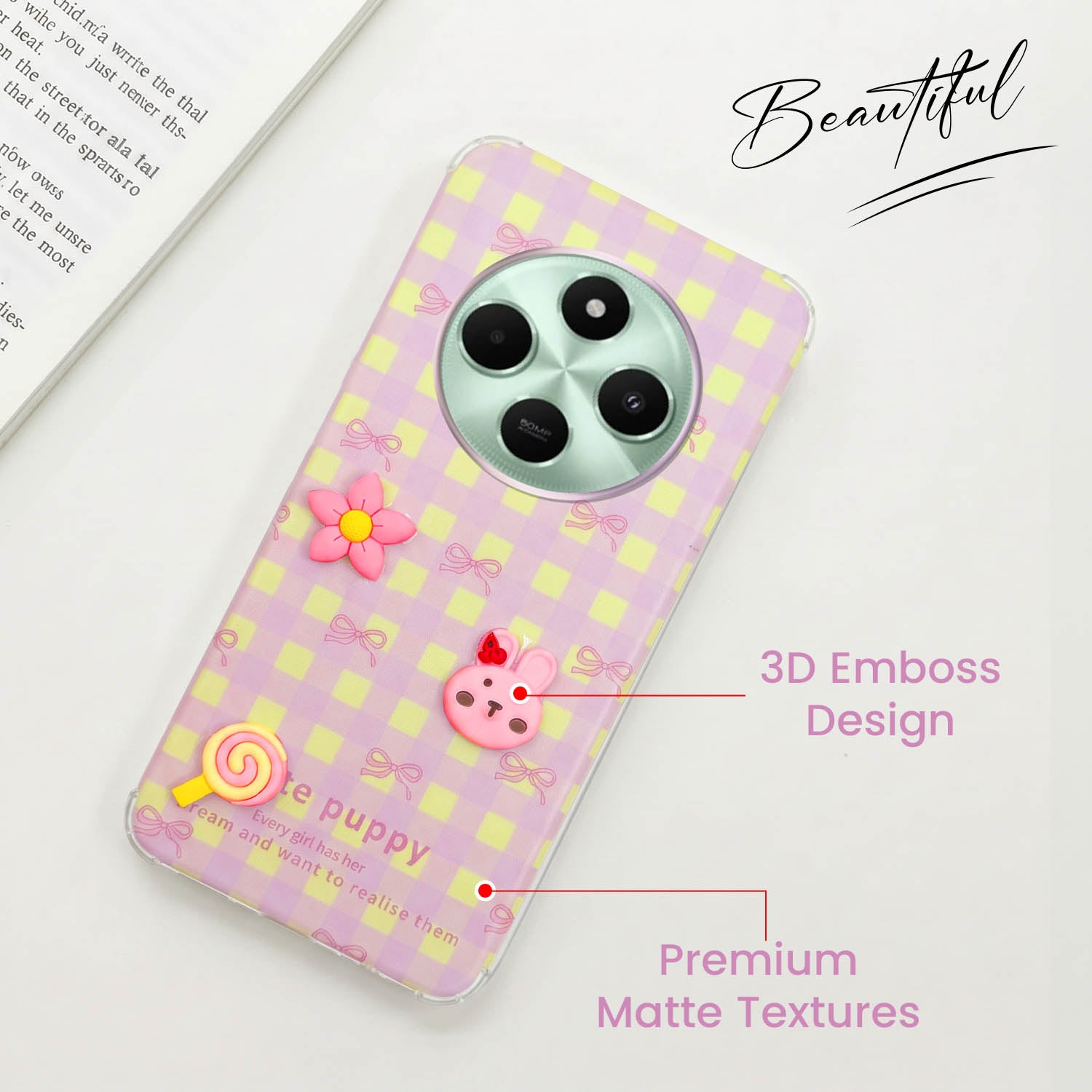 For Poco C75 | Poco M7 Back Cover Case (3D Cute Cartoons | Hard Back Side Soft | Matte Premium Finish | HD Printing)