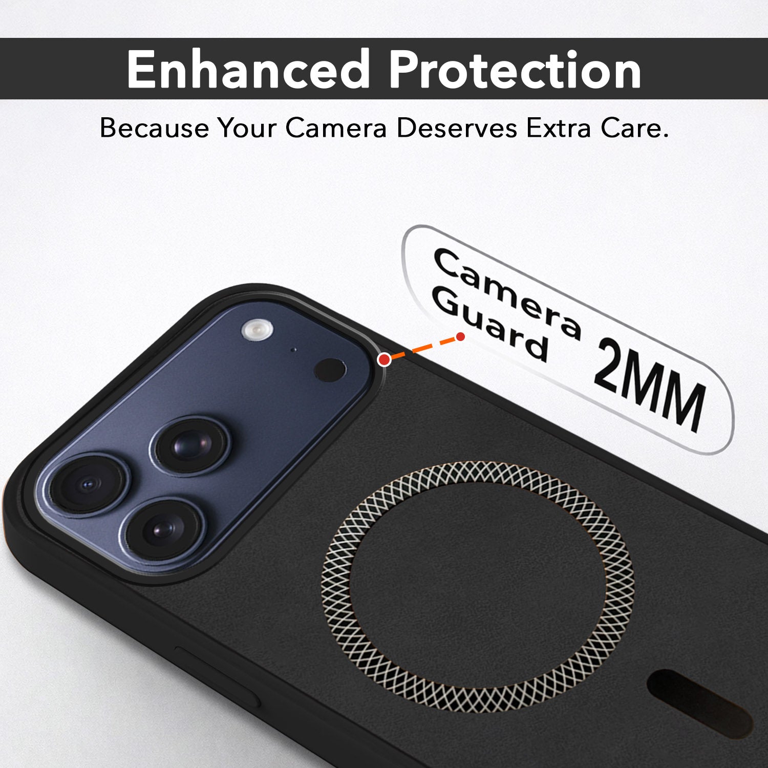 For Apple iPhone 17 Pro Max Back Cover Case Leather Finish (MagSafe Compatible Wireless Charging | Soft Touch | Camera Bump Protection)