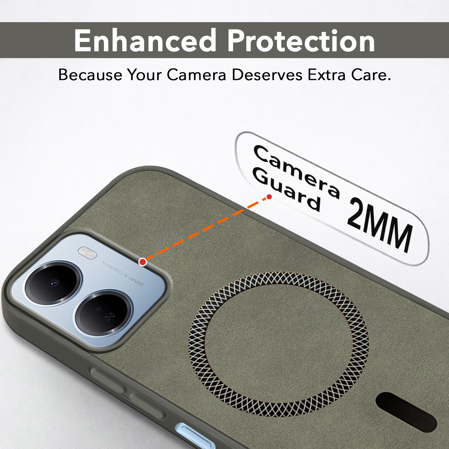 For Redmi 15A 5G Back Cover Case Leather Finish (MagSafe Compatible Wireless Charging | Soft Touch | Camera Bump Protection)