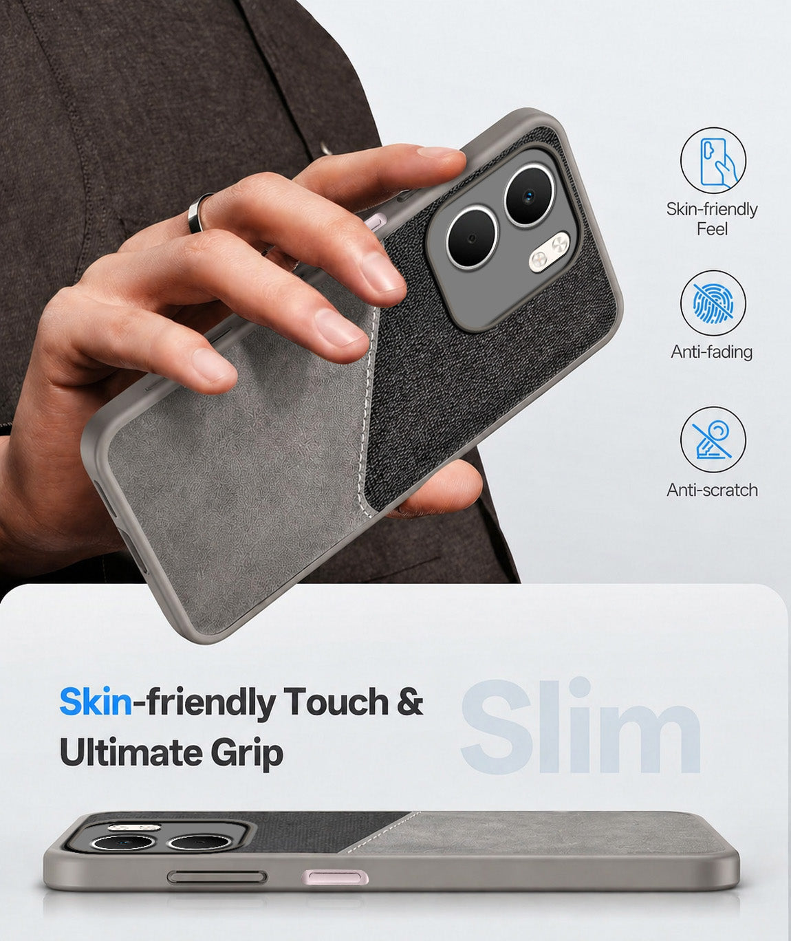 For Oppo A5X Back Cover Case (Dual PU Leather Stitch | Professional Minimalist | Soft and Flexible)
