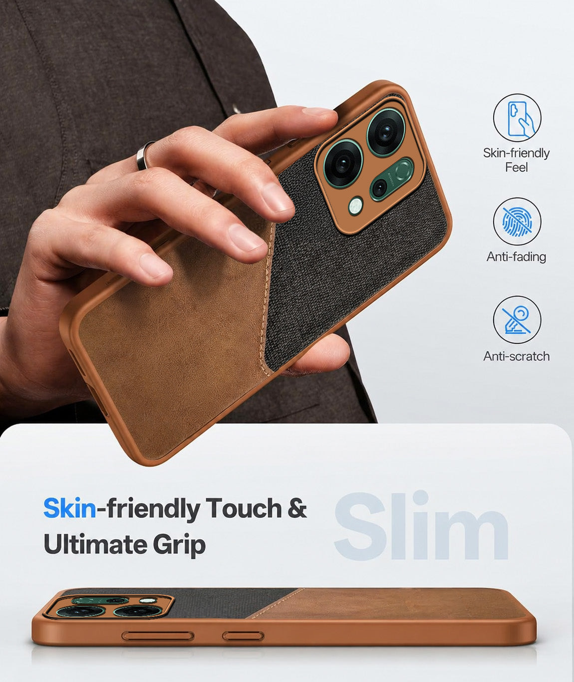 For Oppo Reno14 5G | Oppo Reno 14 5G Back Cover Case (Dual Colour Stitch | Professional Minimalist Feel | Soft and Flexible)