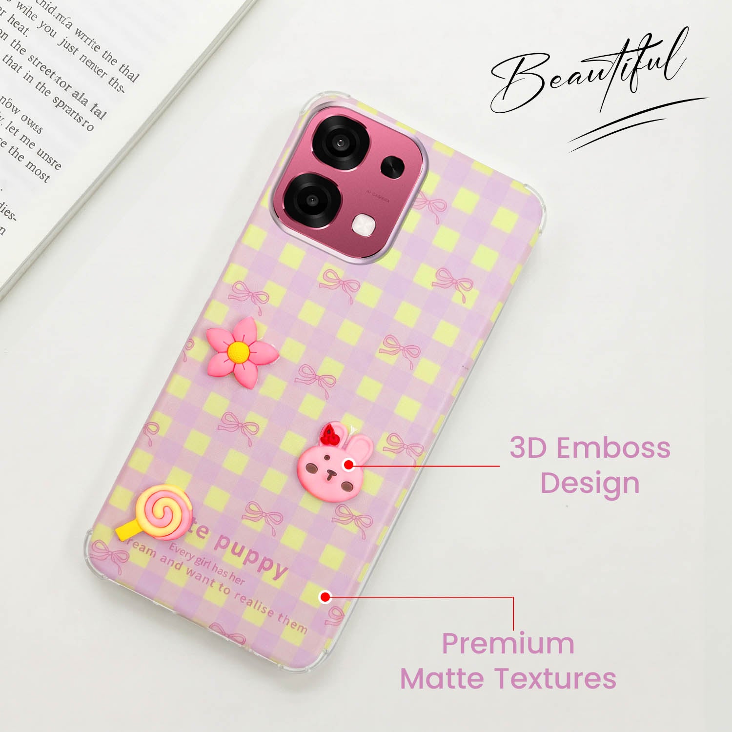 For Oppo F31 5G | Oppo F33 5G Back Cover Case (3D Cute Cartoons | Hard Back Side Soft | Matte Premium Finish | HD Printing)