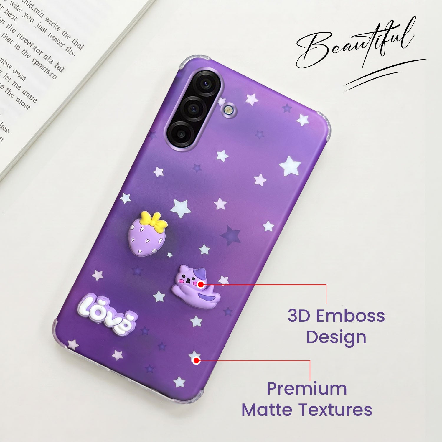 For Samsung Galaxy A17 | Samsung F17 | Samsung M17 5G Back Cover Case (3D Cute Cartoons | Hard Back Side Soft | Matte Premium Finish | HD Printing)