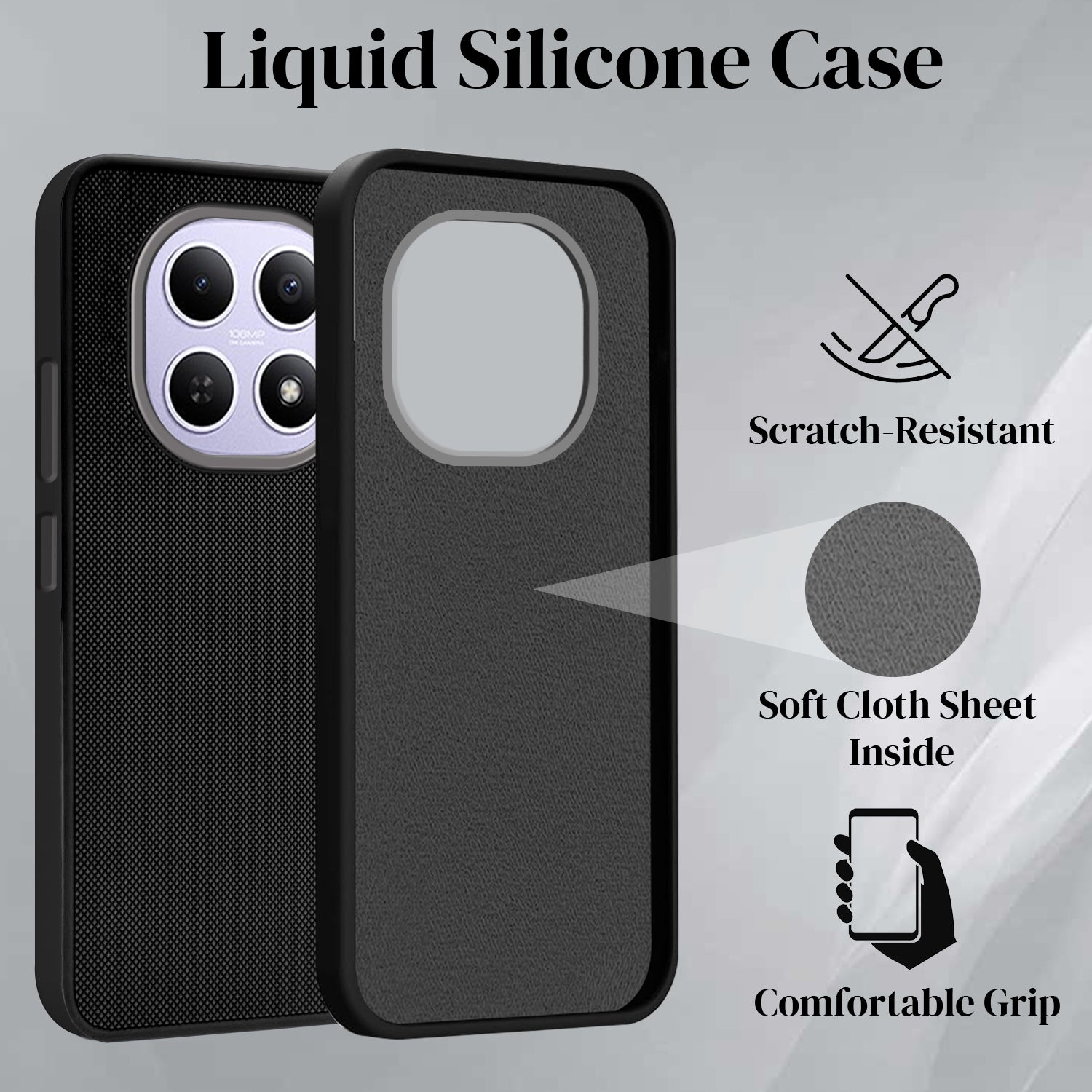 For Redmi note 15 | Redmi note 15 SE (5G) Back Cover Case Rubberised (Textured Grip Design | Micro-Fiber Cloth Inside | Slim and Light Weight | Soft Touch and Feel)