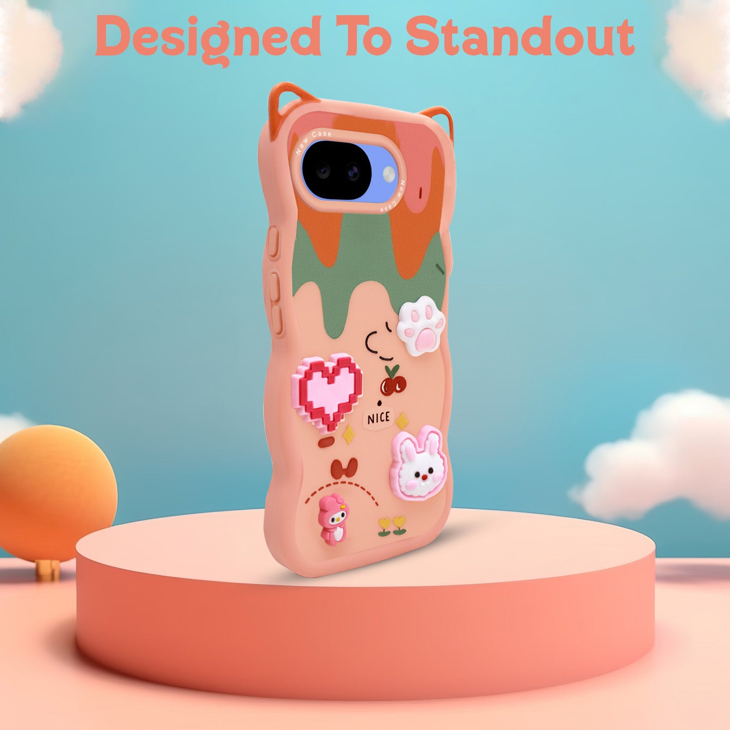 For Google Pixel 10a Back Case Cover Strap (3D Embossed Figures | Strap Holder | 360* Soft Cushion with Camera Bump)