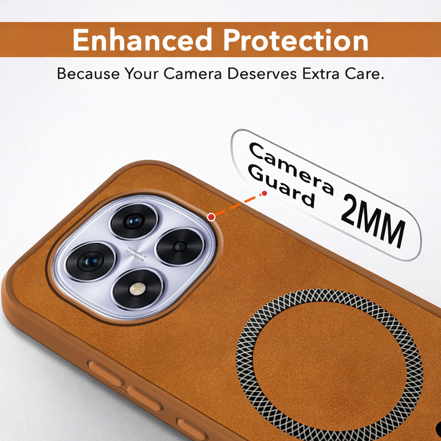 For Redmi Note 14 Pro Back Cover Case Leather Finish (MagSafe Compatible Wireless Charging | Soft Touch | Camera Bump Protection)