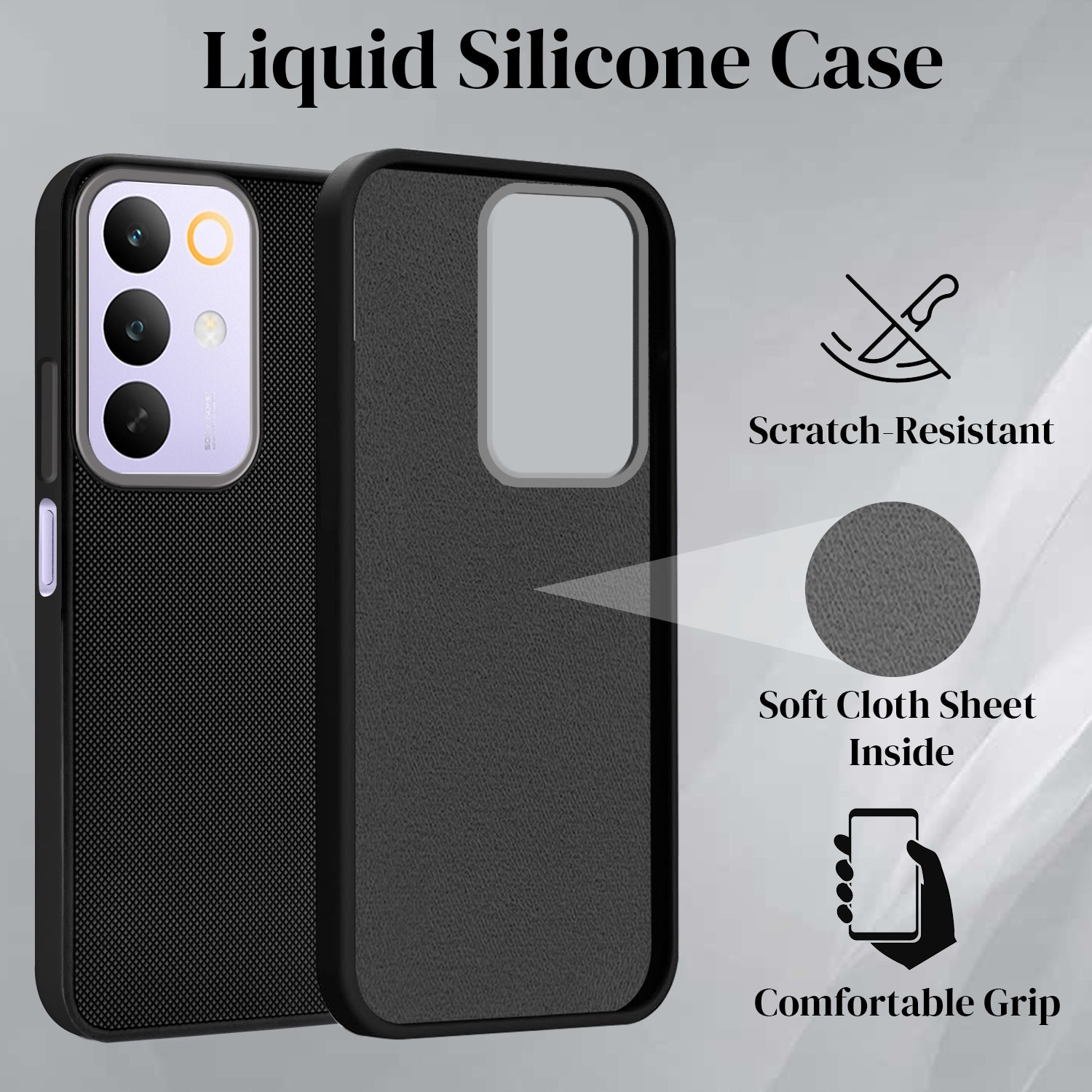 For Realme C85 5G | Realme Narzo 90x Back Cover Case Rubberised (Textured Grip Design | Micro-Fiber Cloth Inside | Slim and Light Weight | Soft Touch and Feel)