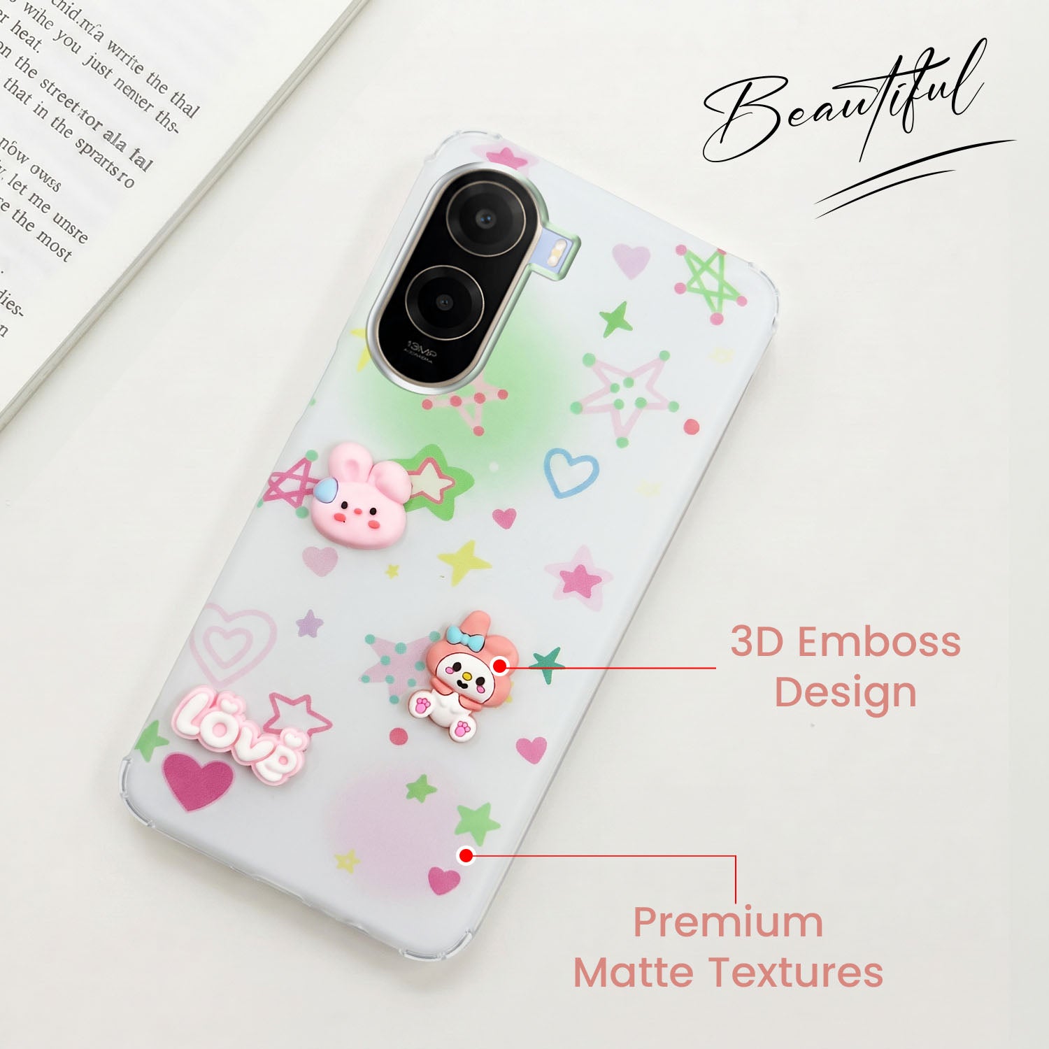 For Poco C81 5G Back Cover Case (3D Cute Cartoons | Hard Back Side Soft | Matte Premium Finish | HD Printing)