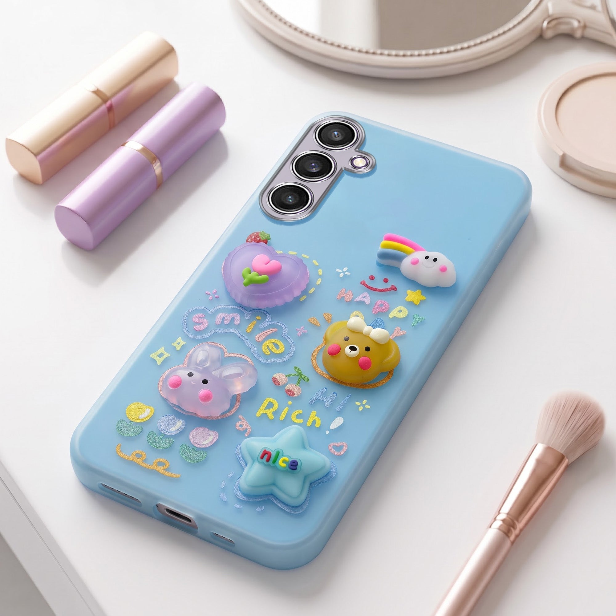 For Samsung Galaxy S23 FE 5G Back Cover Case (3D Cute Cartoons | Hard Back Side Soft | Matte Premium Finish | HD Printing)