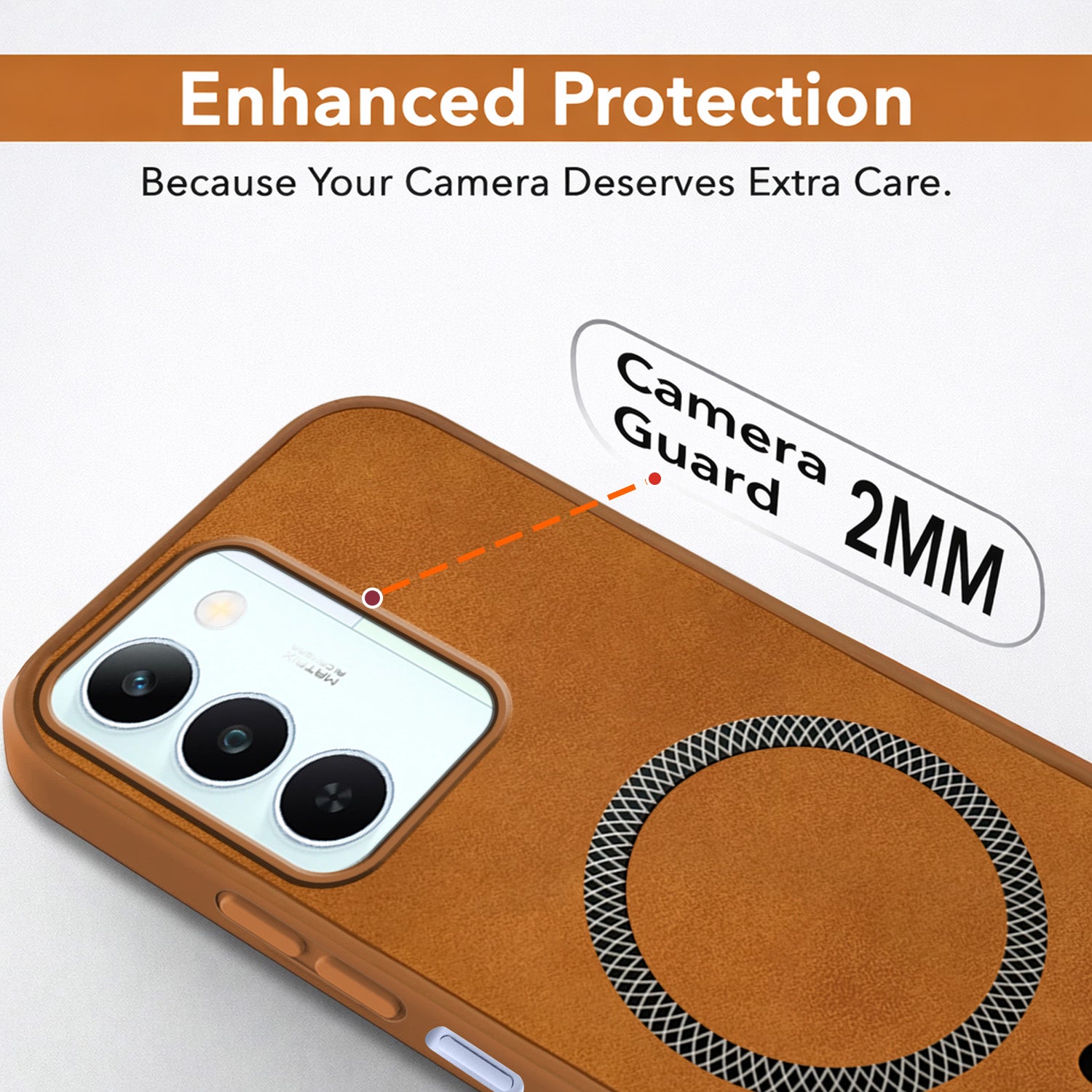 For Realme P4 Lite 5G | Narzo 100 Lite 5G Back Cover Case Leather Finish (MagSafe Compatible Wireless Charging | Soft Touch | Camera Bump Protection)