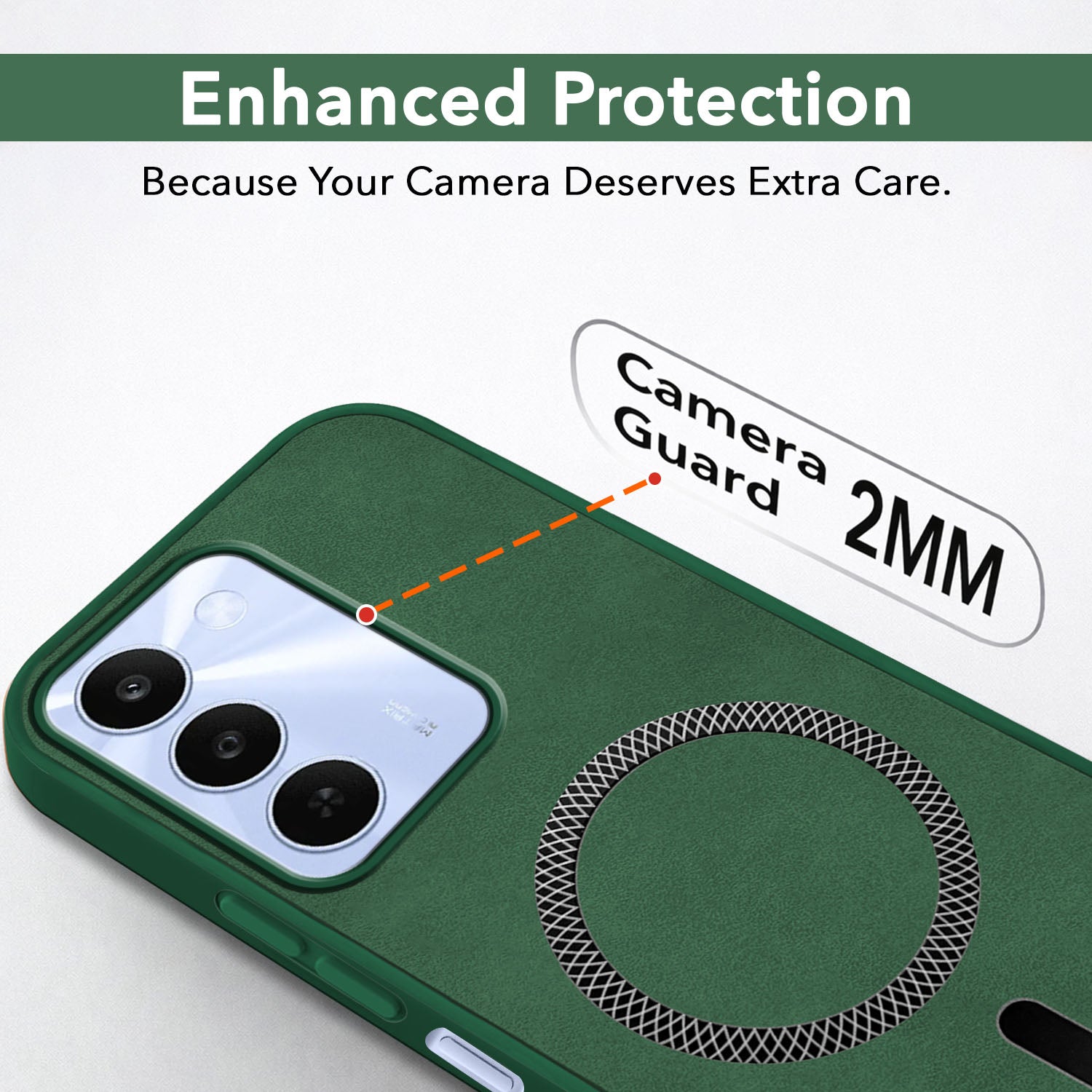 For Realme C83 5G Back Cover Case Leather Finish (MagSafe Compatible Wireless Charging | Soft Touch | Camera Bump Protection)