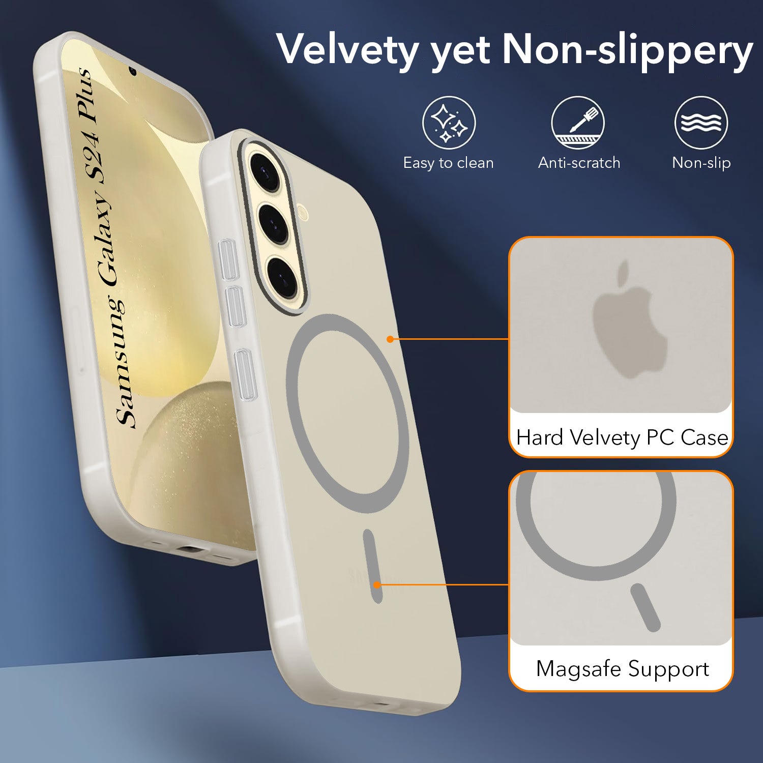 For Samsung Galaxy S24 Plus Back Cover Case Crystal (Frosted Matte Feel | MagSafe Compatible Wireless Charging)