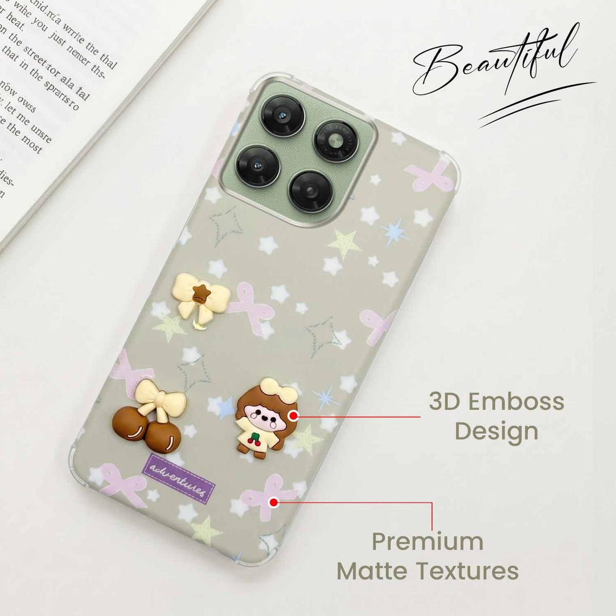 For Motorola Moto G77 Power Back Cover Case (3D Cute Cartoons | Hard Back Side Soft | Matte Premium Finish | HD Printing)