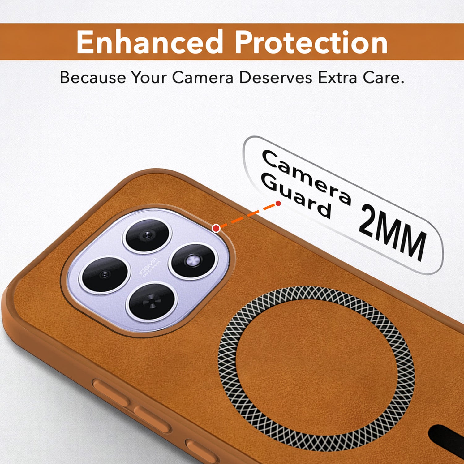 For Xiaomi Redmi Note 15 5G | Redmi Note 15 SE 5G Back Cover Case Leather Finish (MagSafe Compatible Wireless Charging | Soft Touch | Camera Bump Protection)