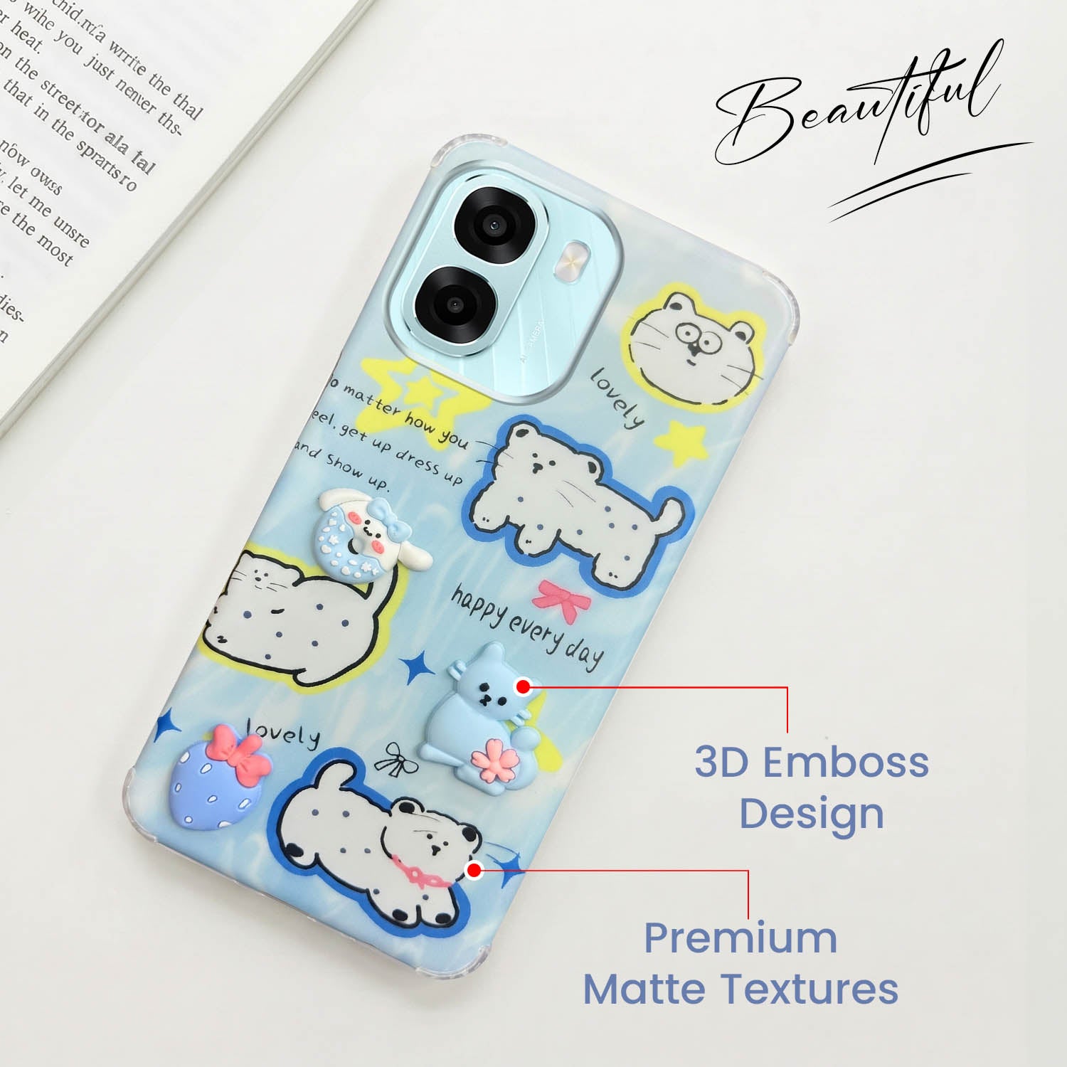 For Oppo A6X | Oppo A6S Back Cover Case (3D Cute Cartoons | Hard Back Side Soft | Matte Premium Finish | HD Printing)