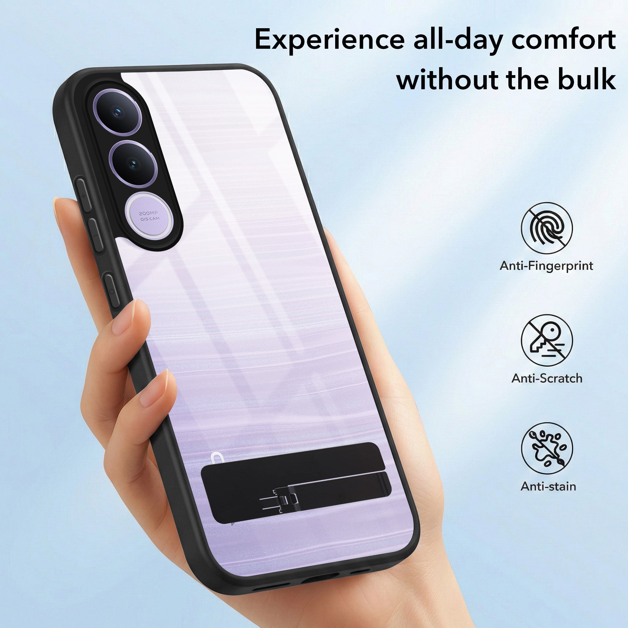 For Vivo V70 FE 5G Back Cover Case (Built-in Stand | Lifetime Anti Yellow | Kickstand Shockproof | Camera Protection | MagSafe Compatible)